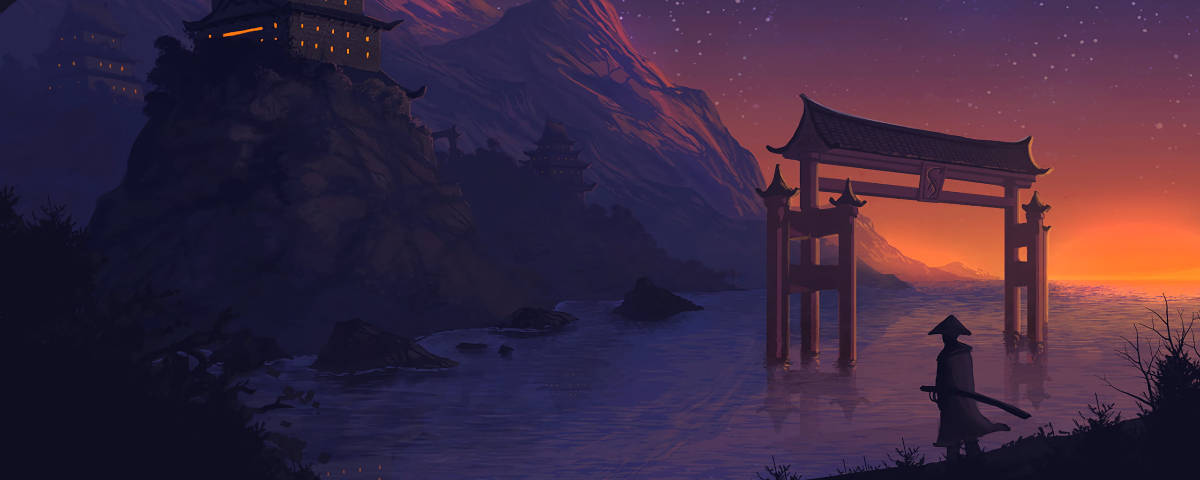 1200x480 武士剪影 壁紙
