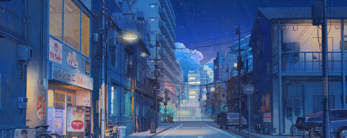 1200x480 动漫街景商店 壁紙