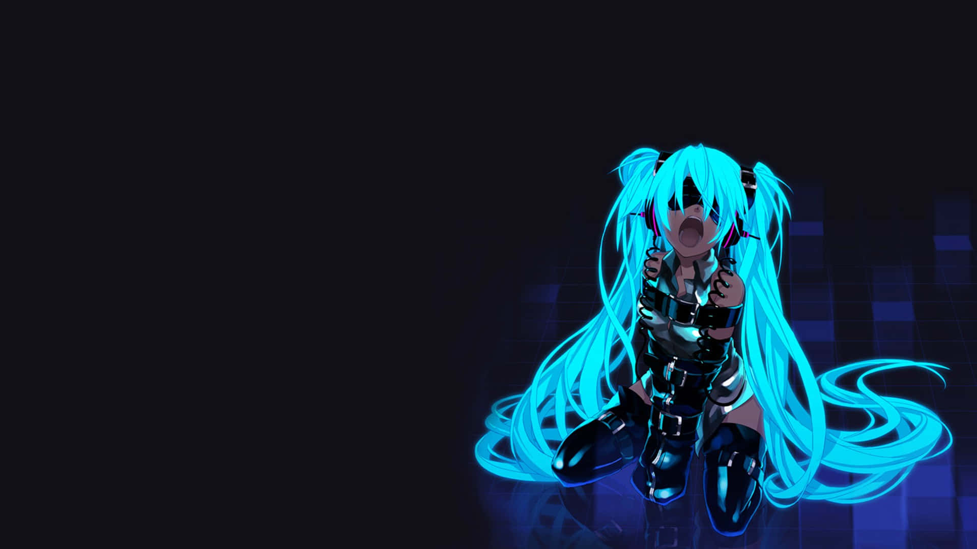 1920x1080 动漫初音未来发光蓝 壁紙