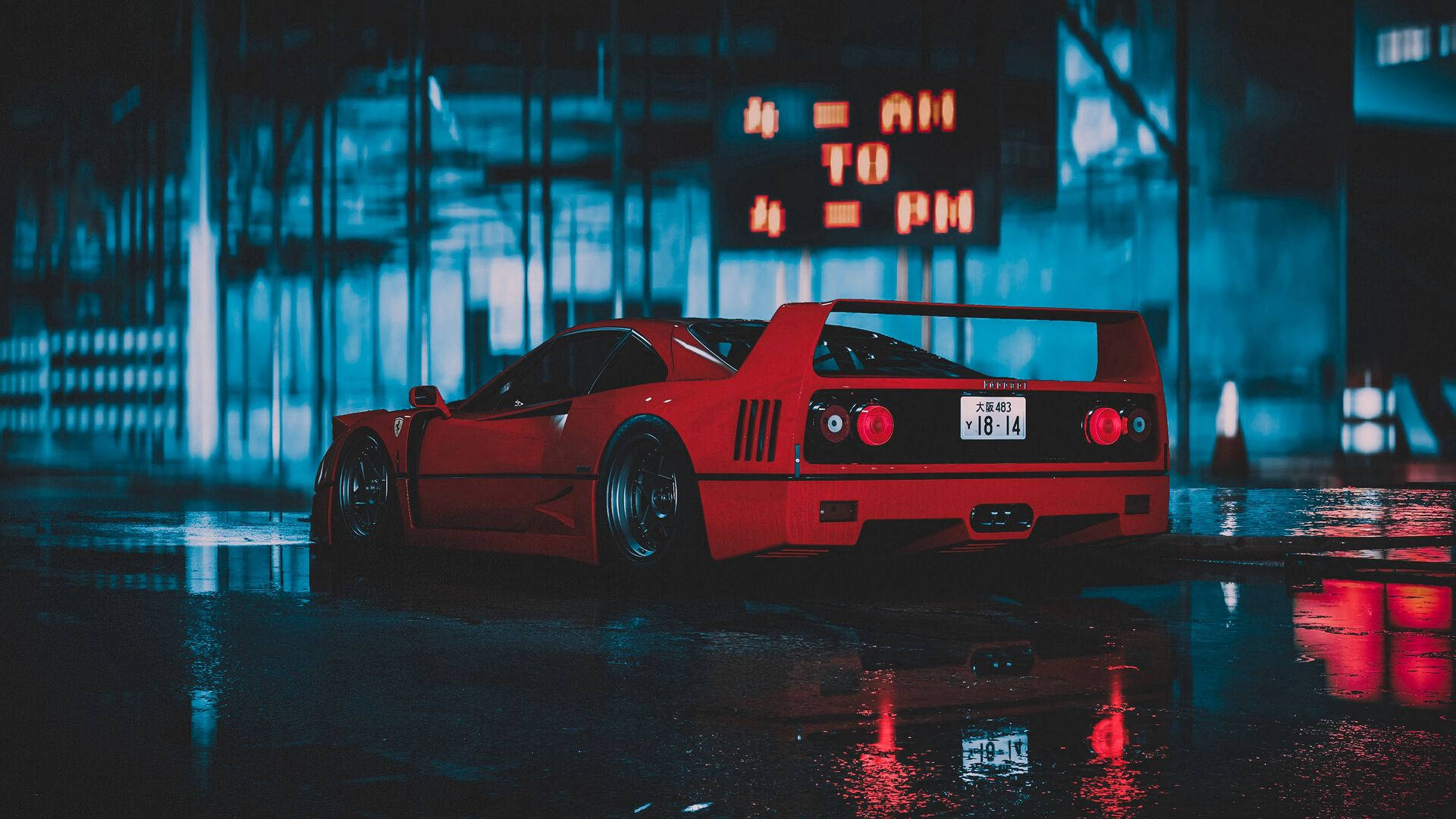 1920x1080 法拉利F40 後視圖 壁紙