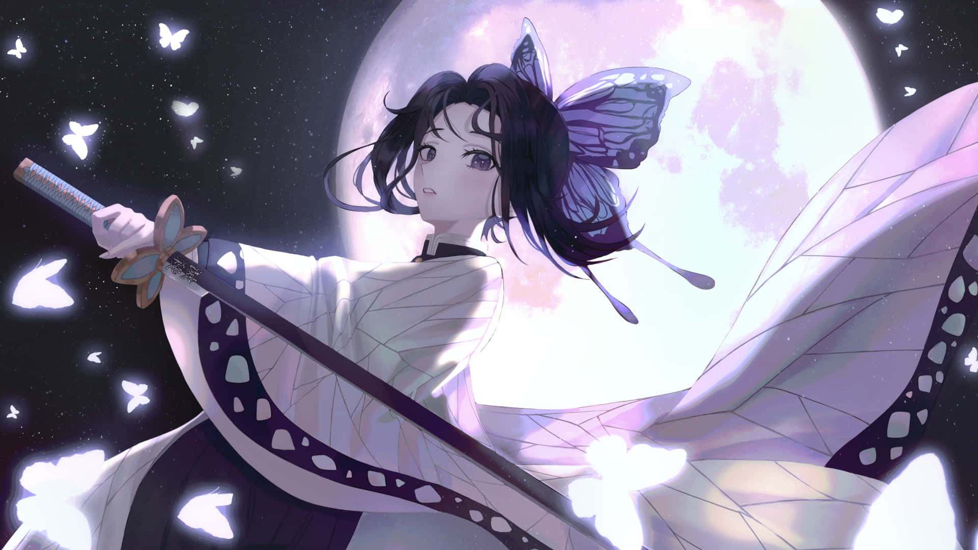 1920x1080 动漫 蝴蝶忍 黑紫色 壁紙