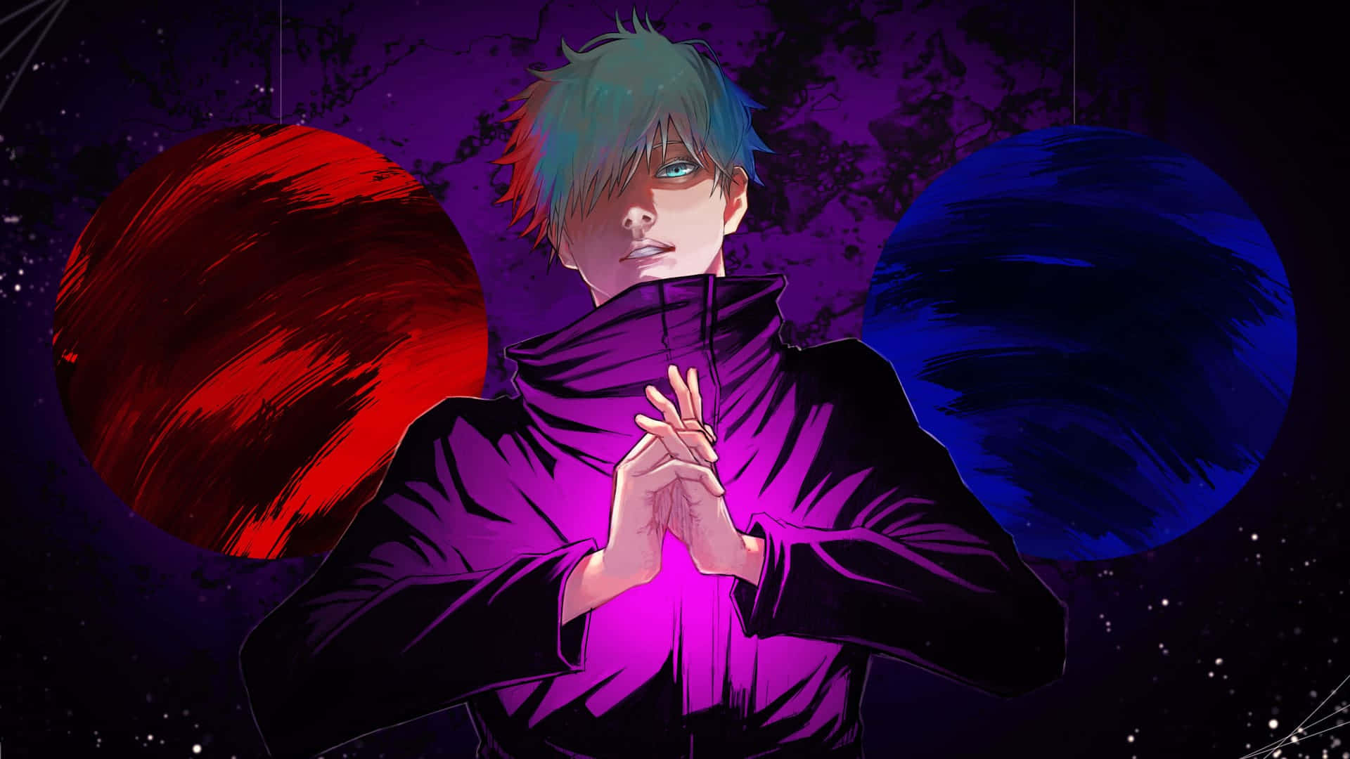 1920x1080 動漫《咒術迴戰》紅紫藍 壁紙