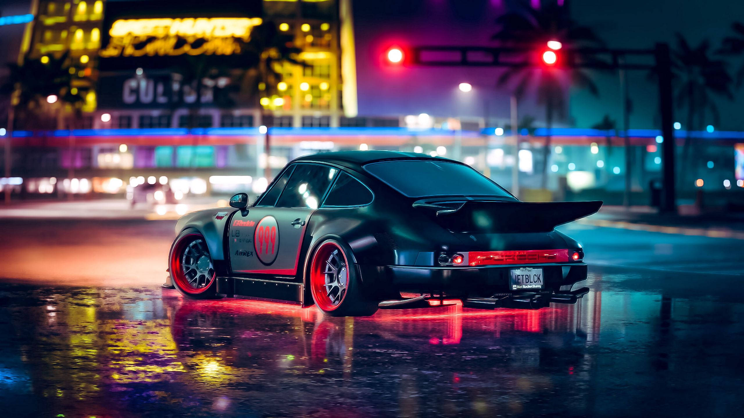 2560 X 1440 保時捷霓虹美學跑車 壁紙