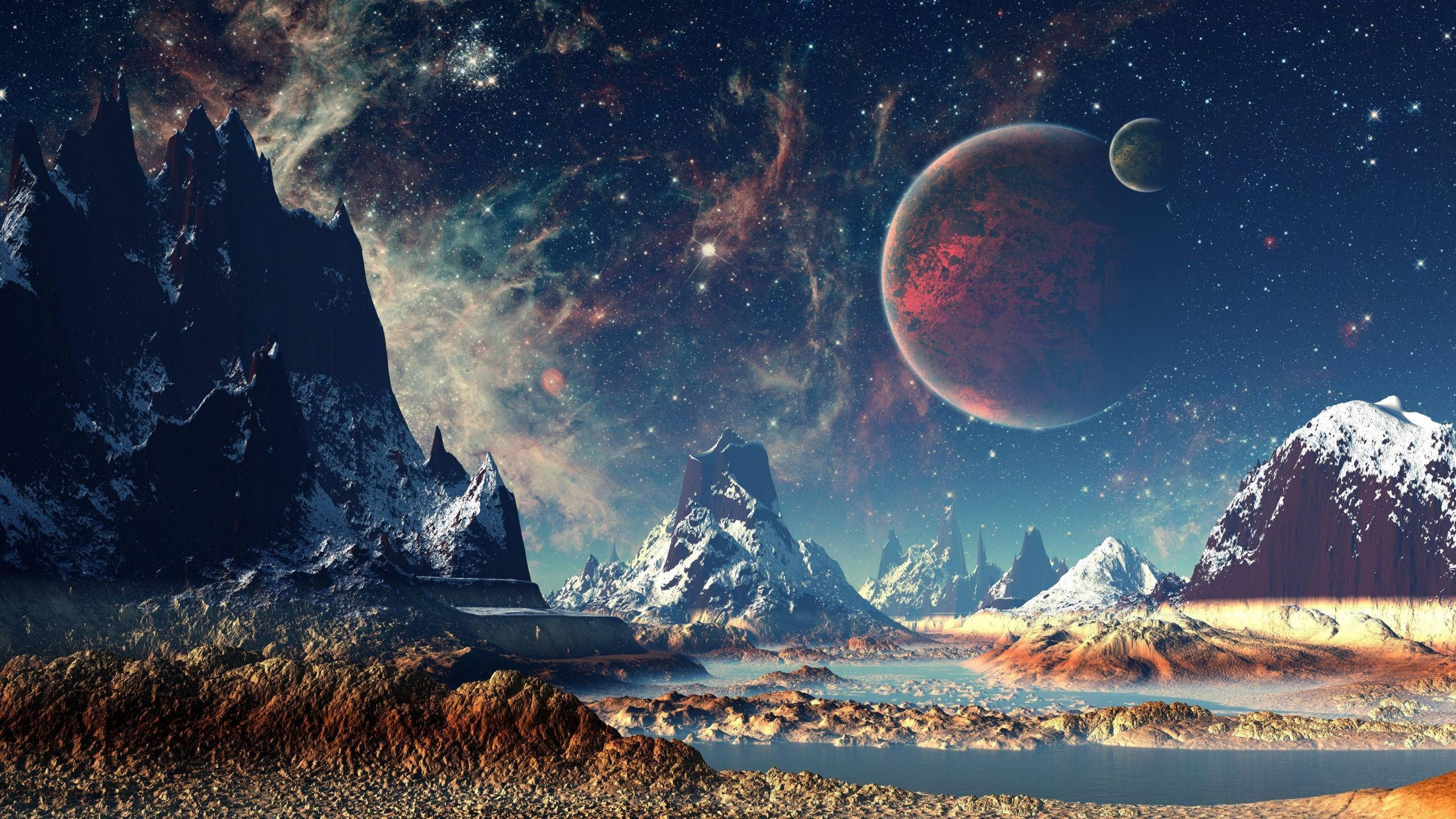 太空中的異星行星 2560x1440 壁紙
