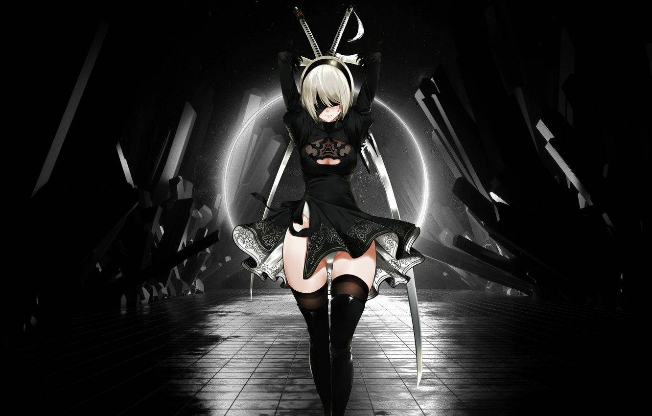 2B 黑色動漫 壁紙