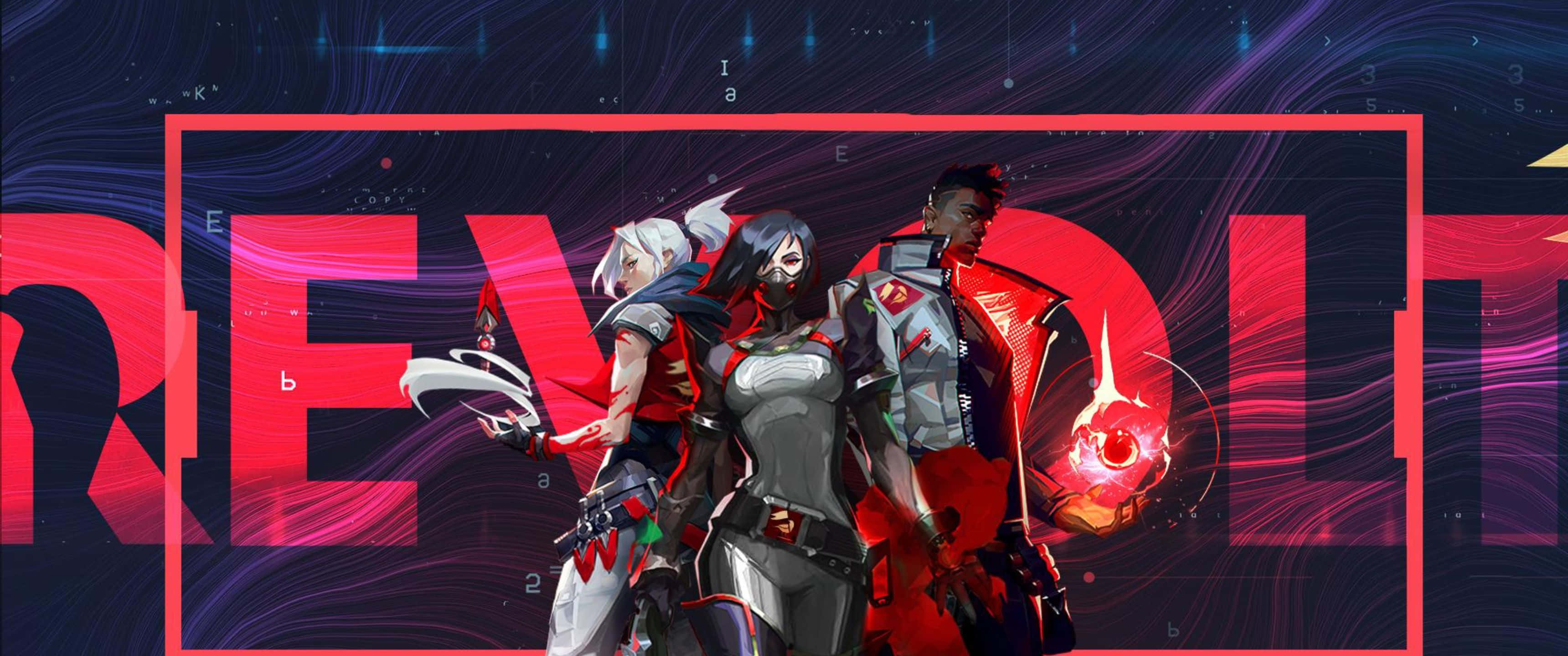 3440x1440p Valorant 角色 Jett、Viper、Phoenix 背景 壁紙