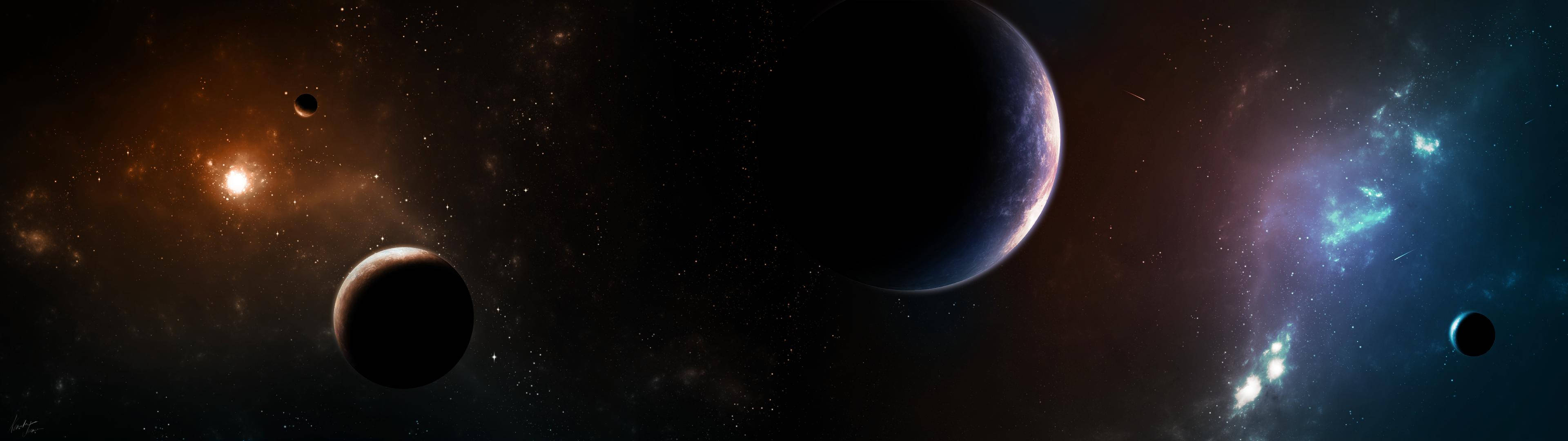 3840x1080 HD 双屏幕银河 壁紙