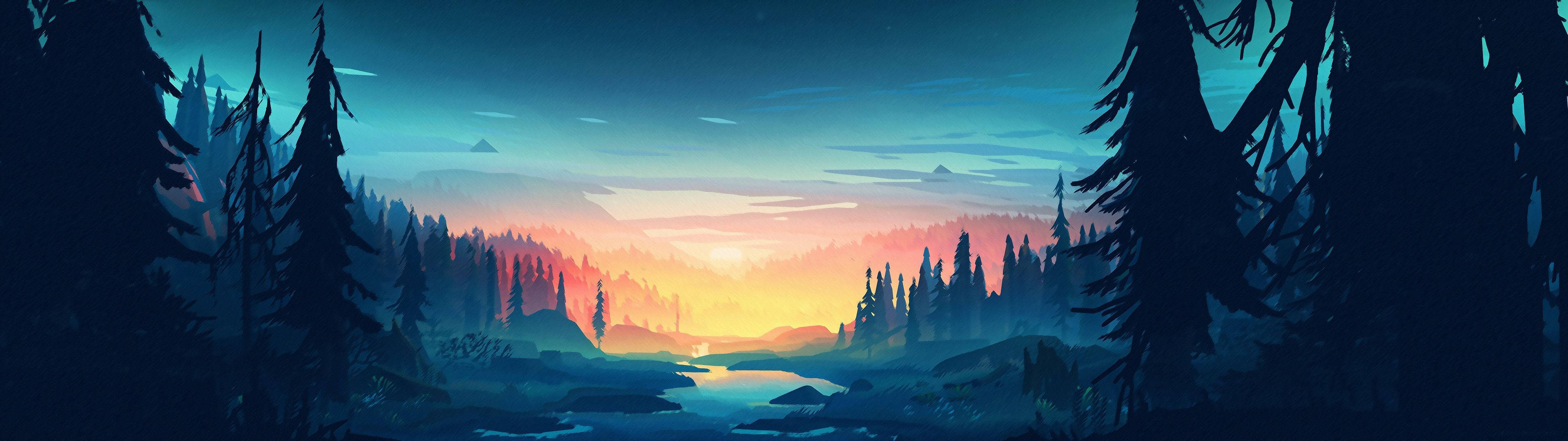 3840x1080 HD 雙螢幕自然藝術
