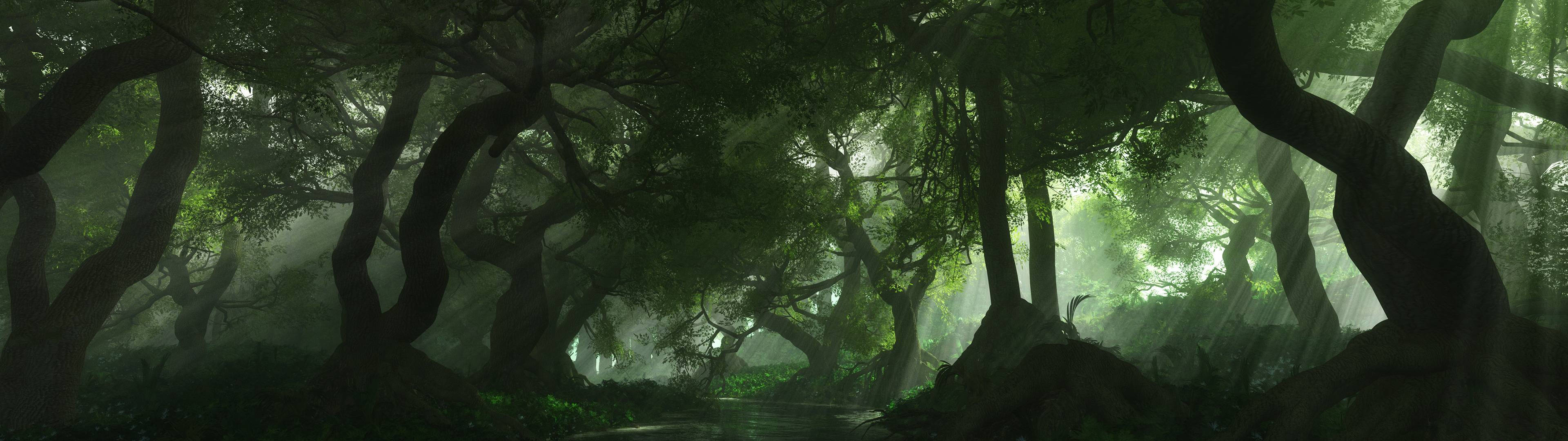 3840x1080 HD 雙螢幕森林
