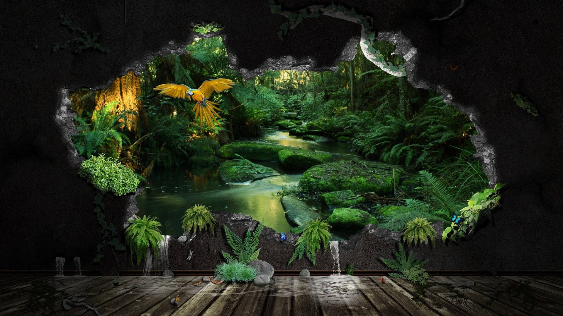 3D森林景观壁画 壁紙