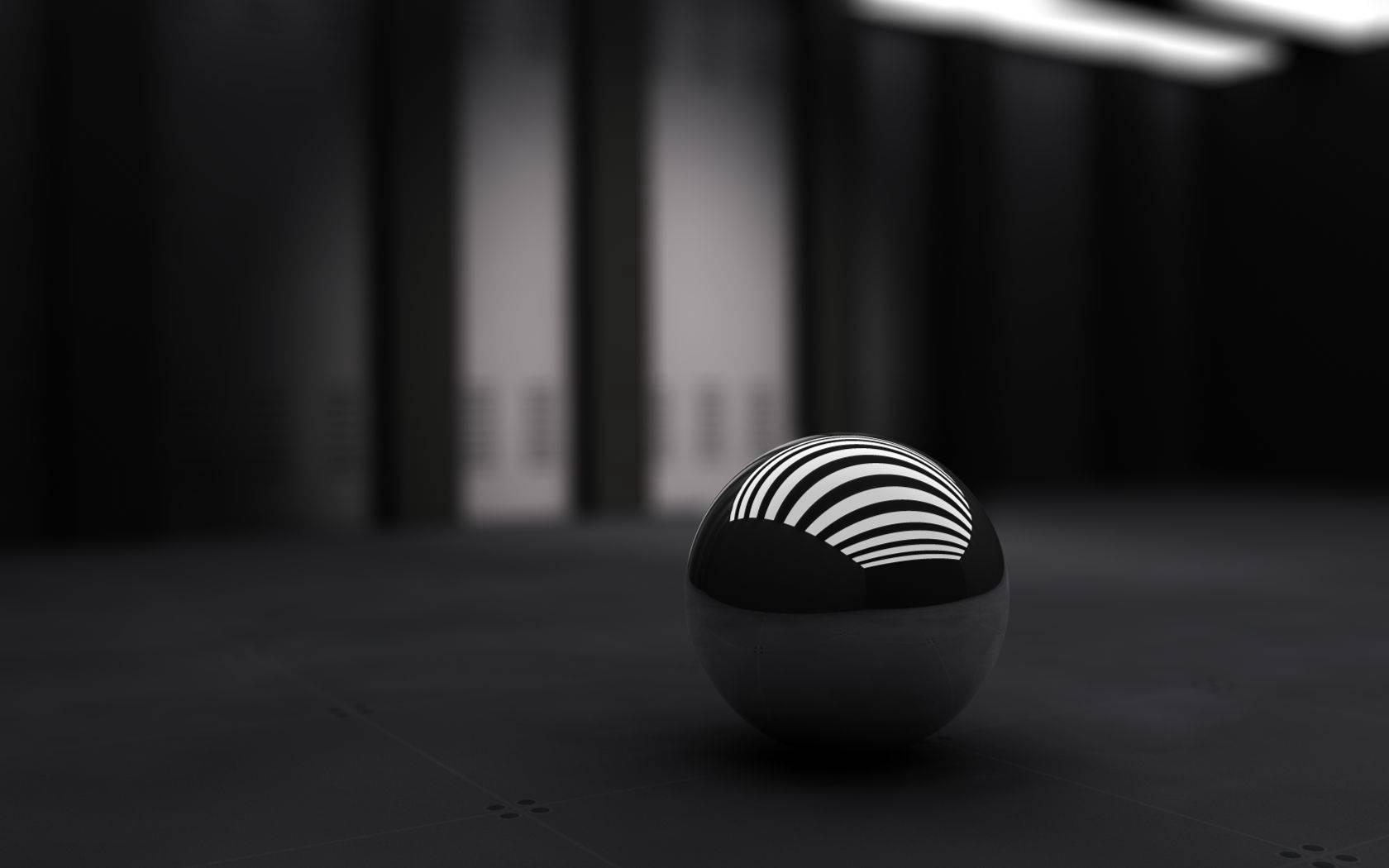 這個3D黑白球體看起來像捕夢網的立體呈現。 壁紙