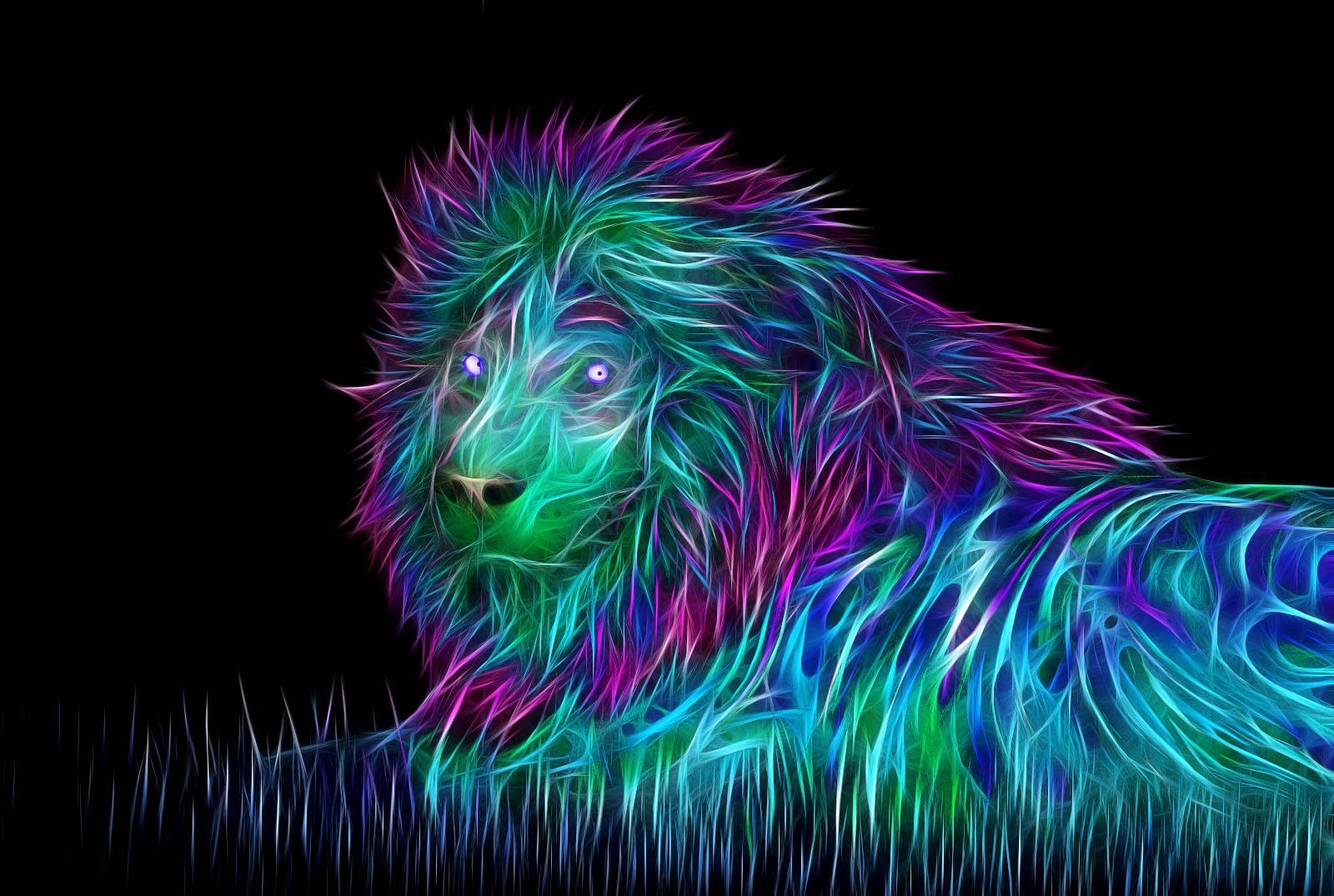 3D 霓虹狮子 壁紙