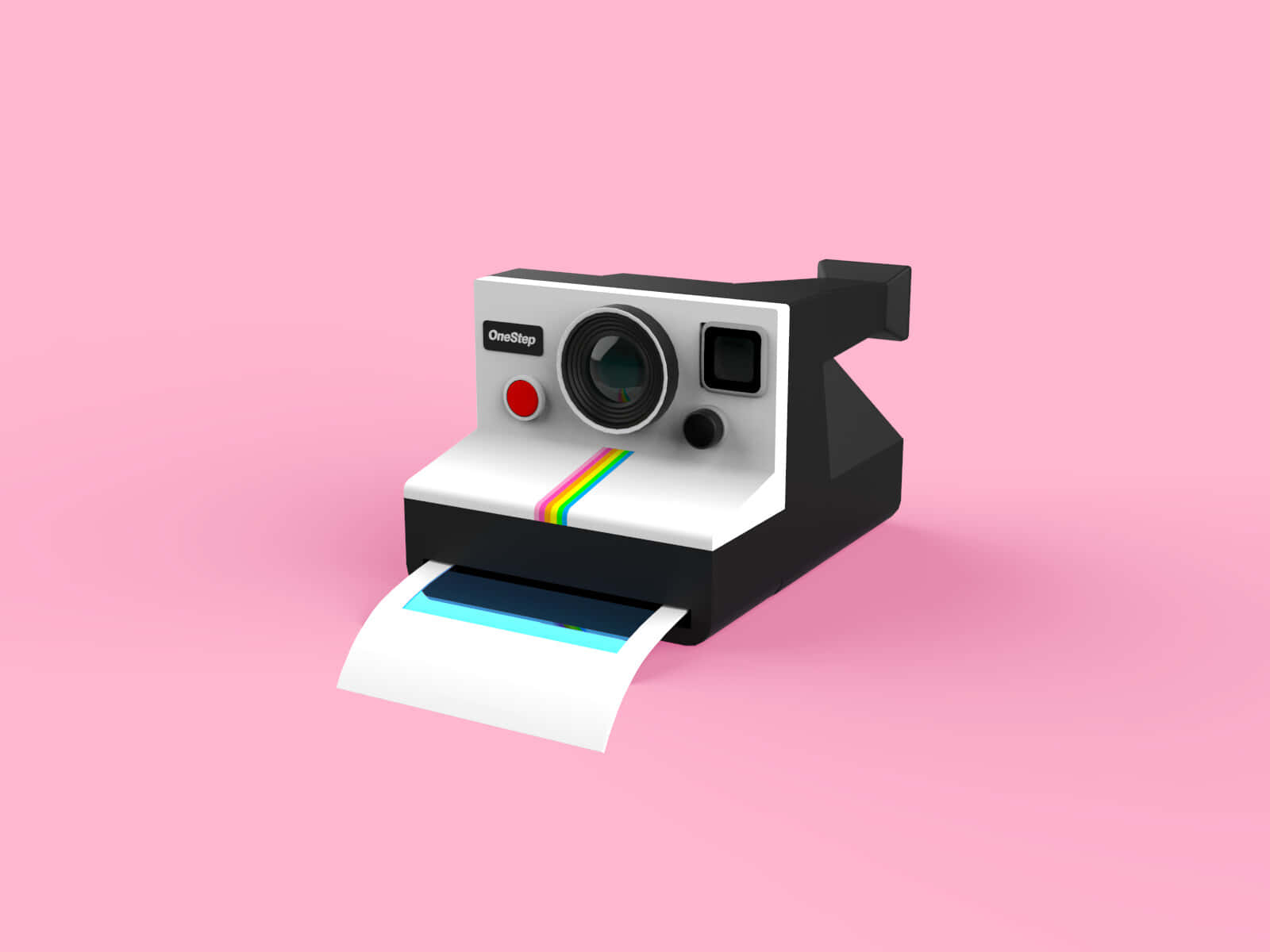 粉色3D模型拍立得相机图片 壁紙