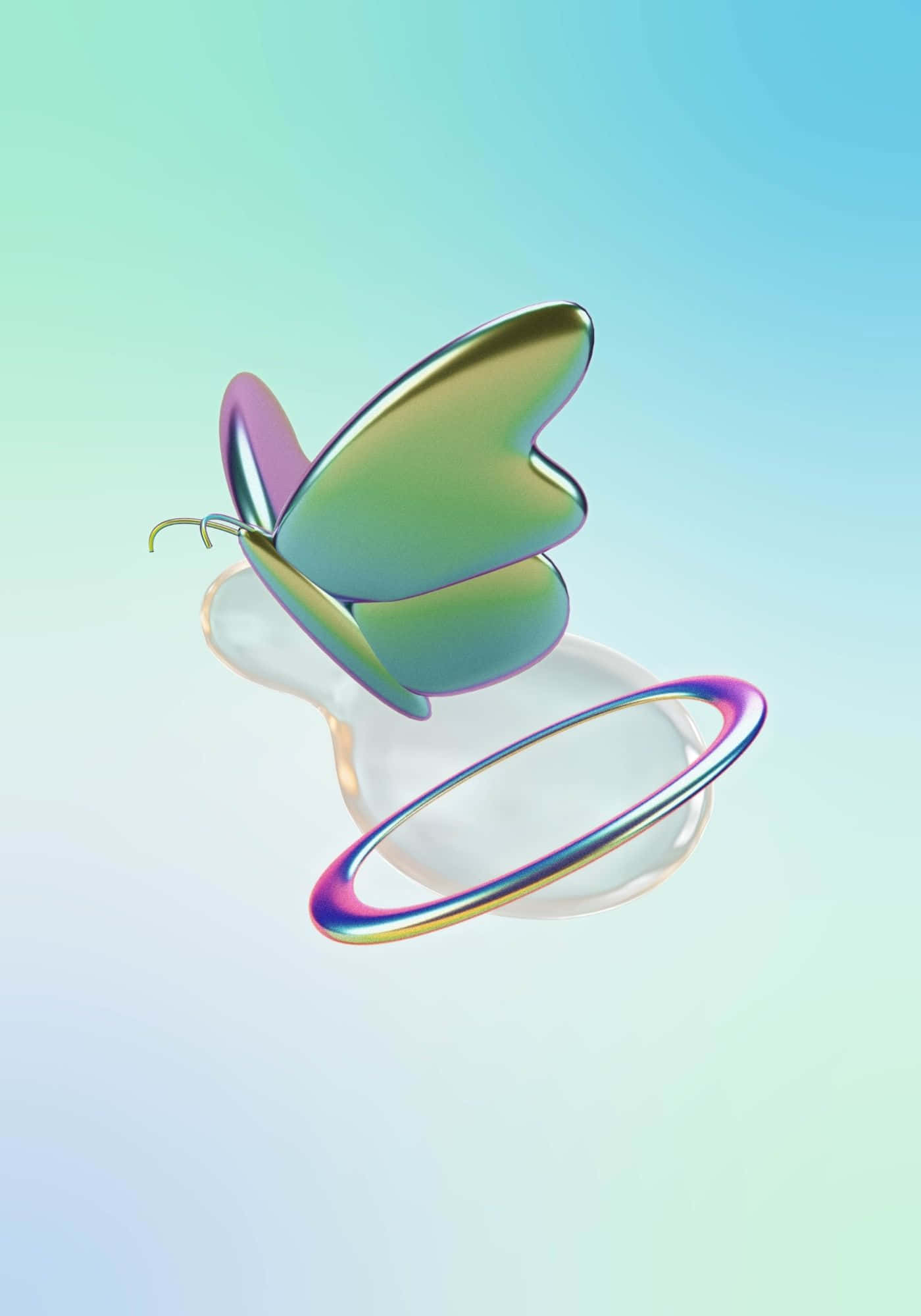 酷炫3D光泽蝴蝶背景 壁紙
