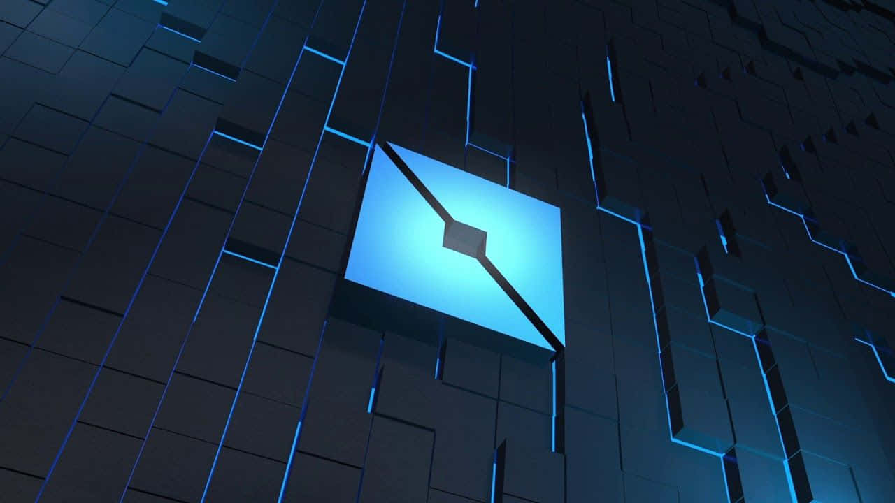3D Roblox 藍色方形標誌 壁紙