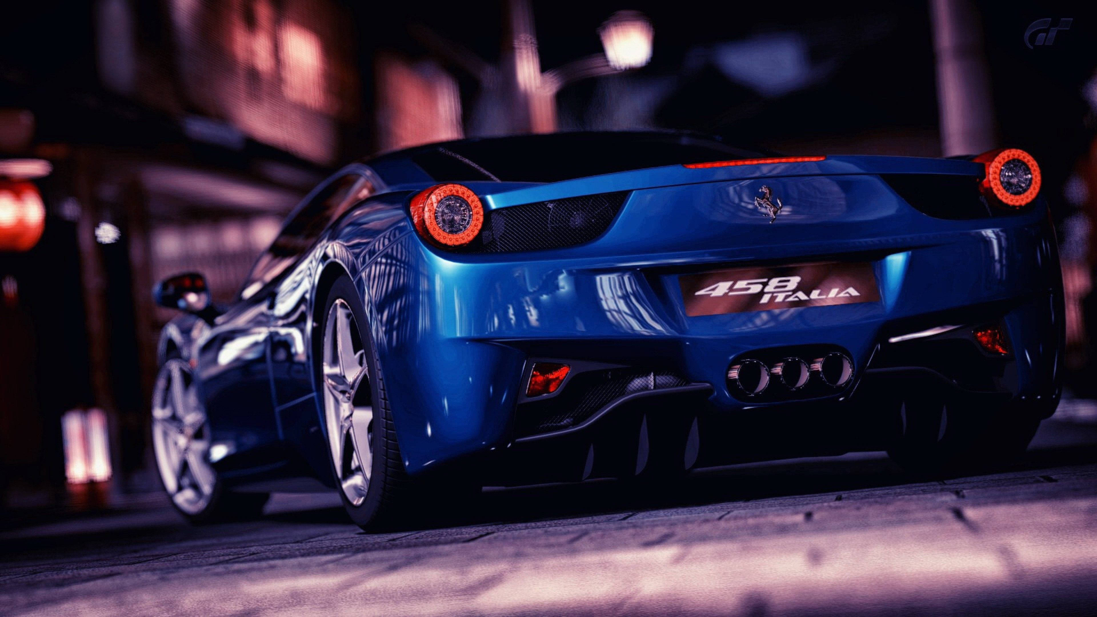 藍色法拉利458 Italia 4K跑車 壁紙