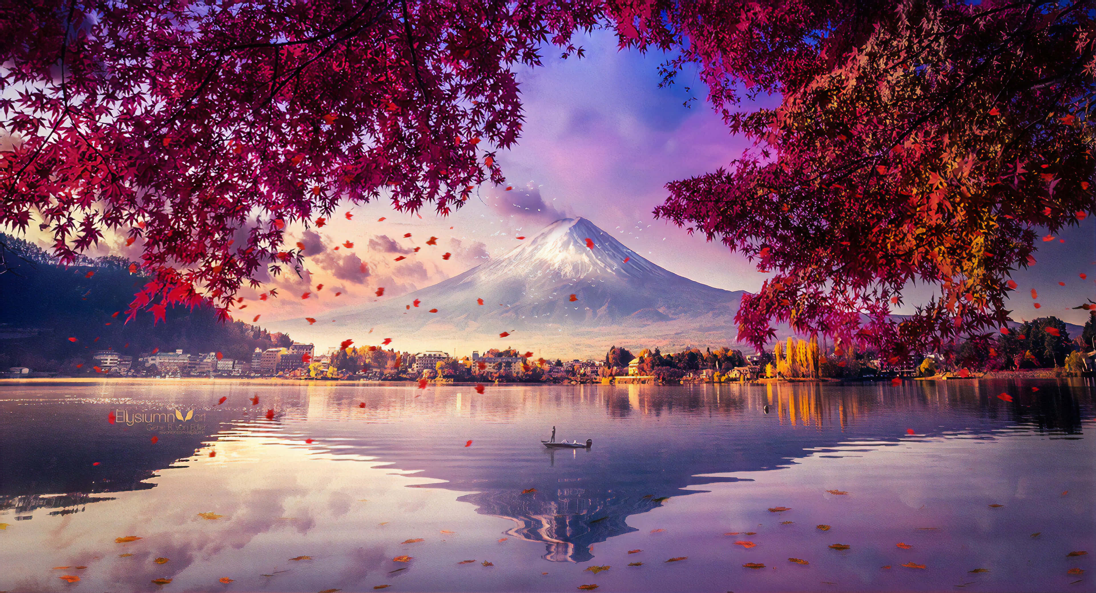 富士山湖景4K桌布 壁紙