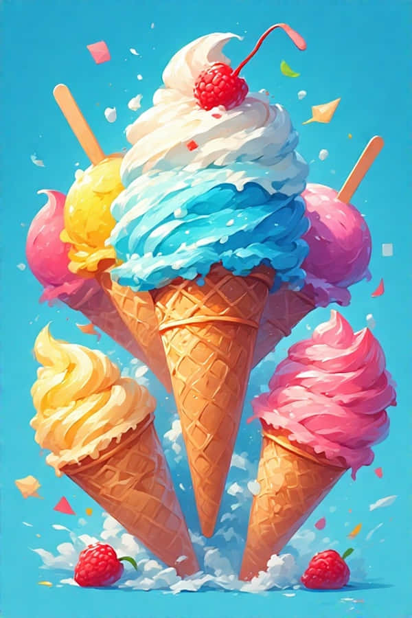 繽紛冰淇淋樂趣 夏日玩味 4K 壁紙