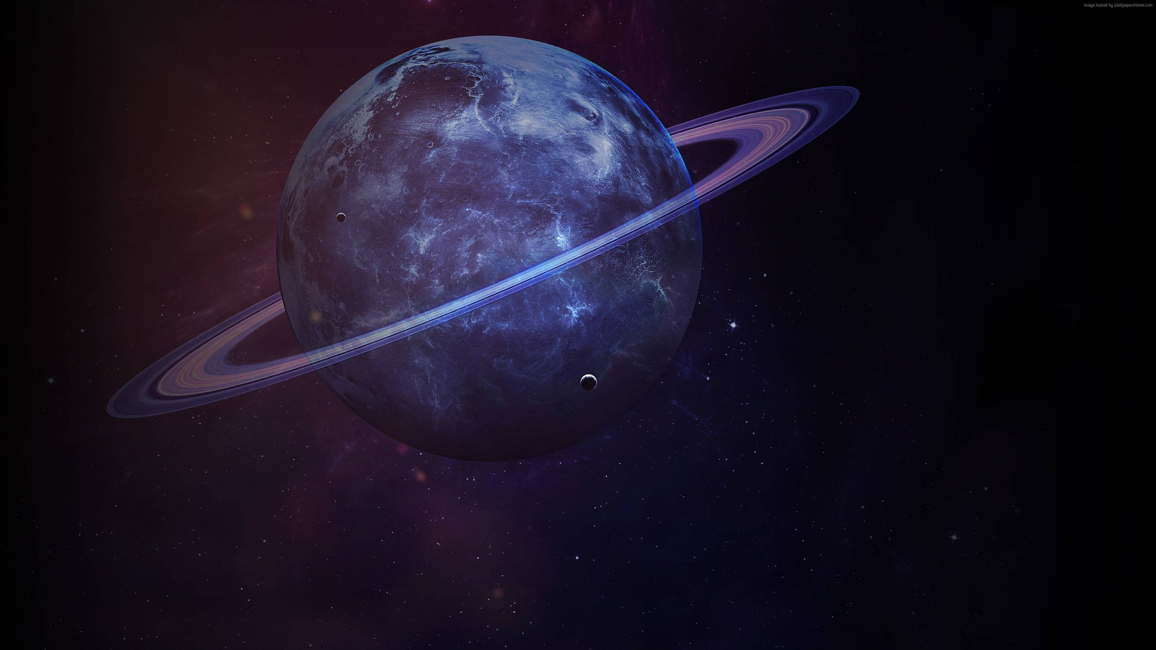暗紫色土星 4K 壁紙
