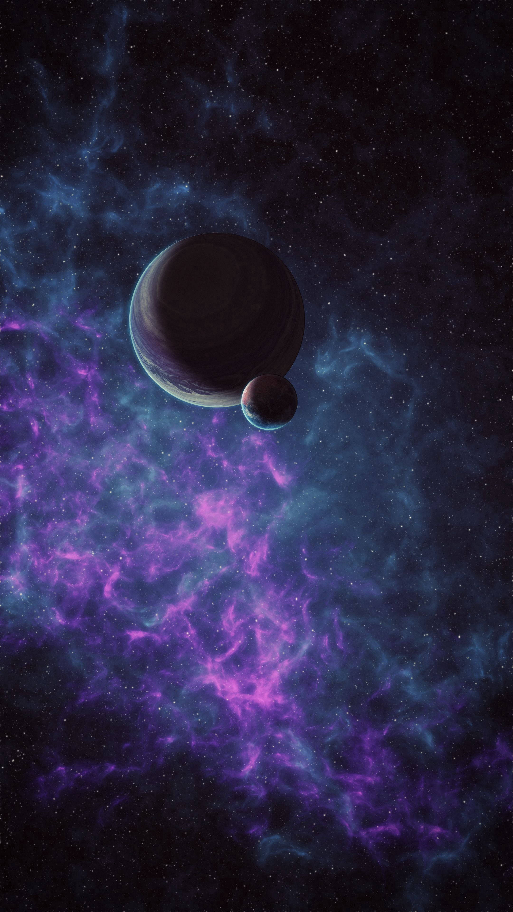太空中的紫色星云 4K 手机壁纸 壁紙