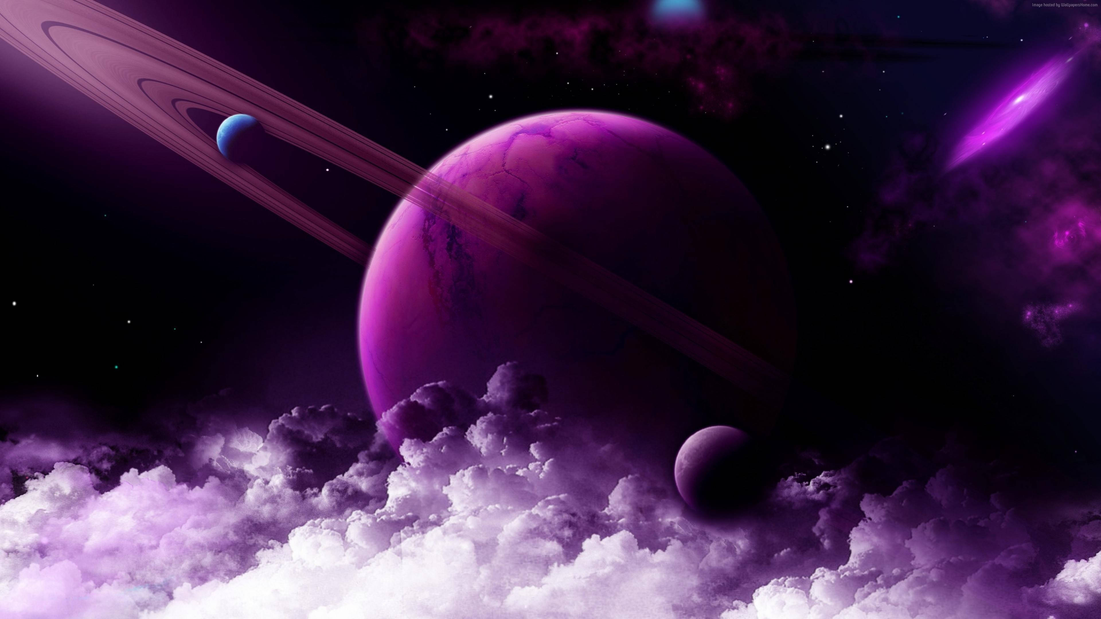 霓虹紫土星4K 壁紙