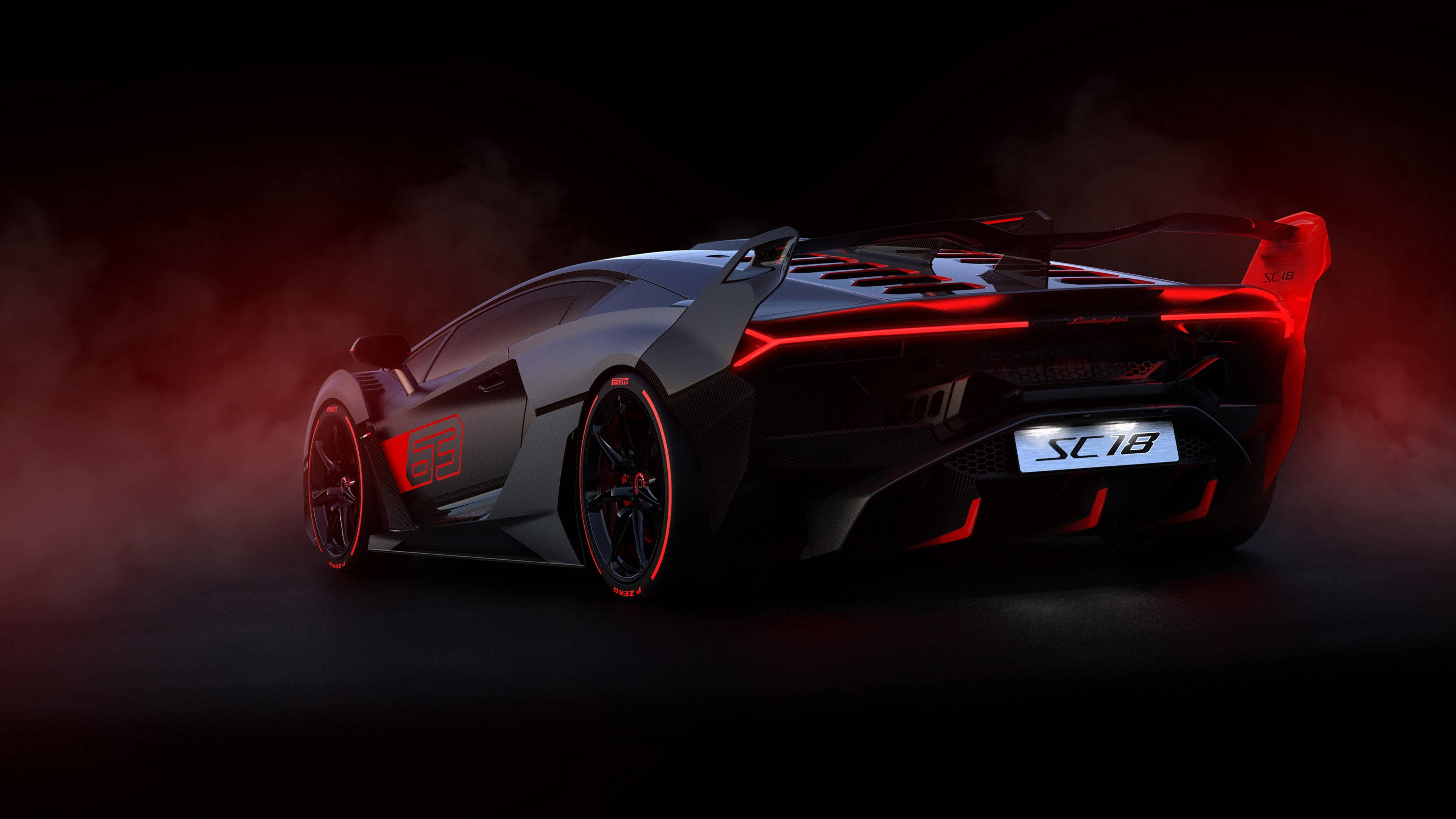 美學4K汽車 紅色藍寶堅尼Aventador 壁紙