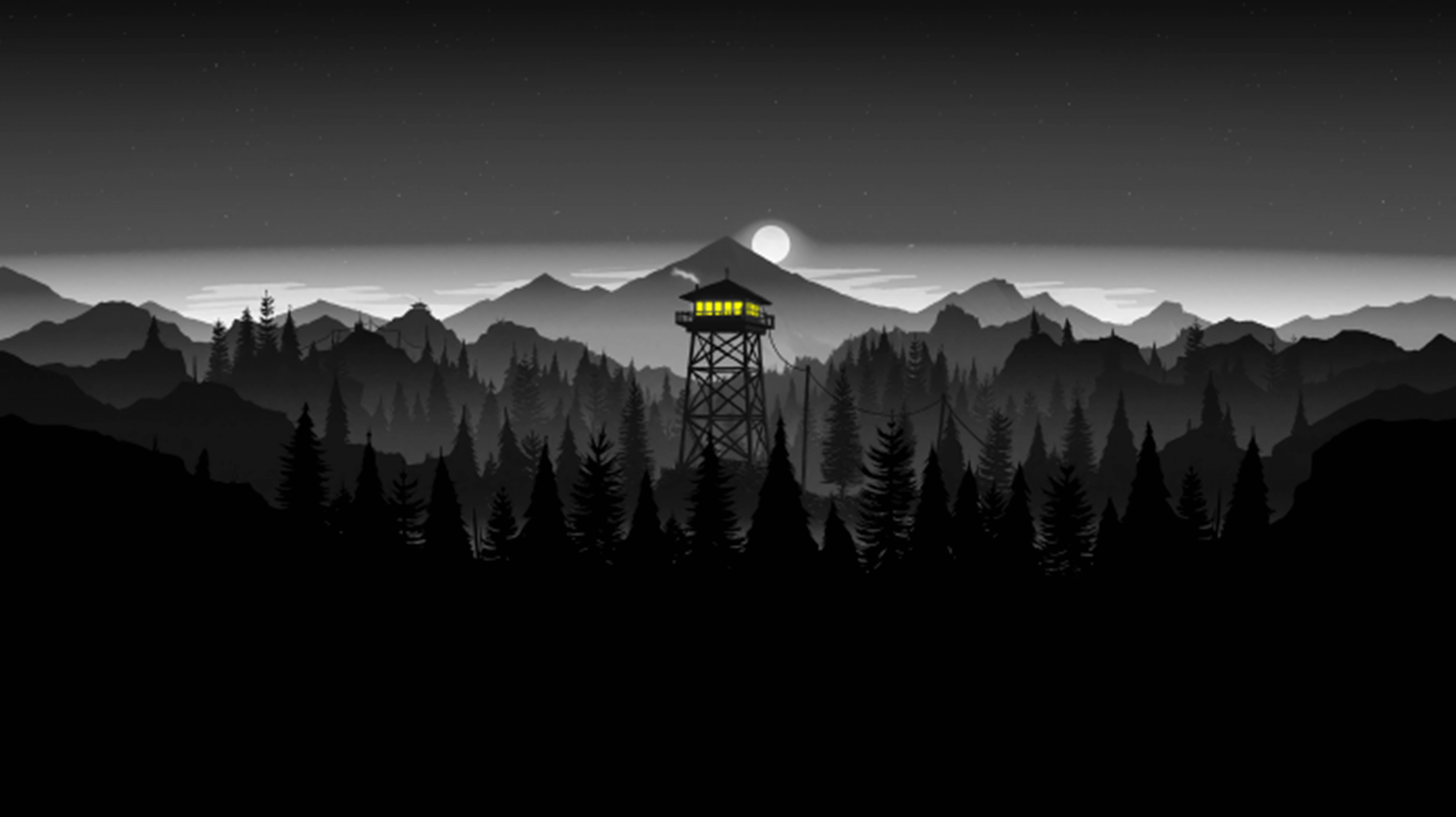 4K Firewatch 黑色山脈與森林 壁紙