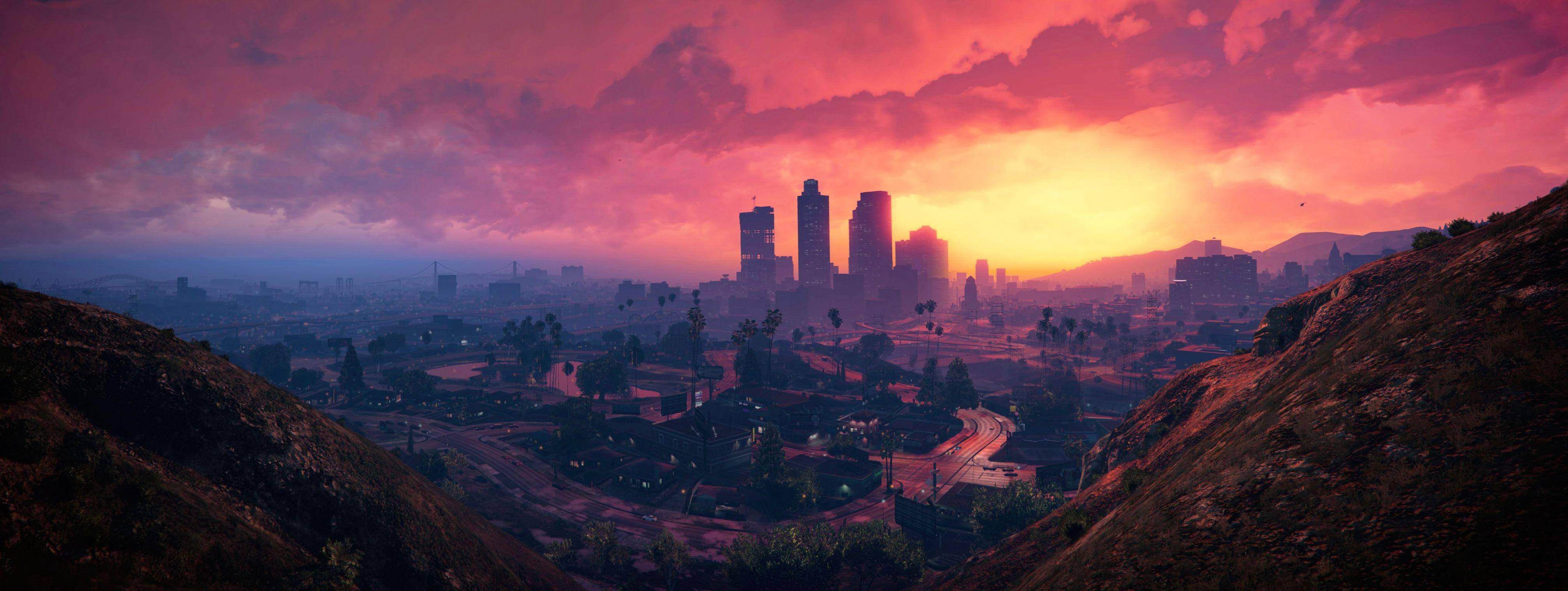 4K GTA 5 洛圣都城市天际线 壁紙