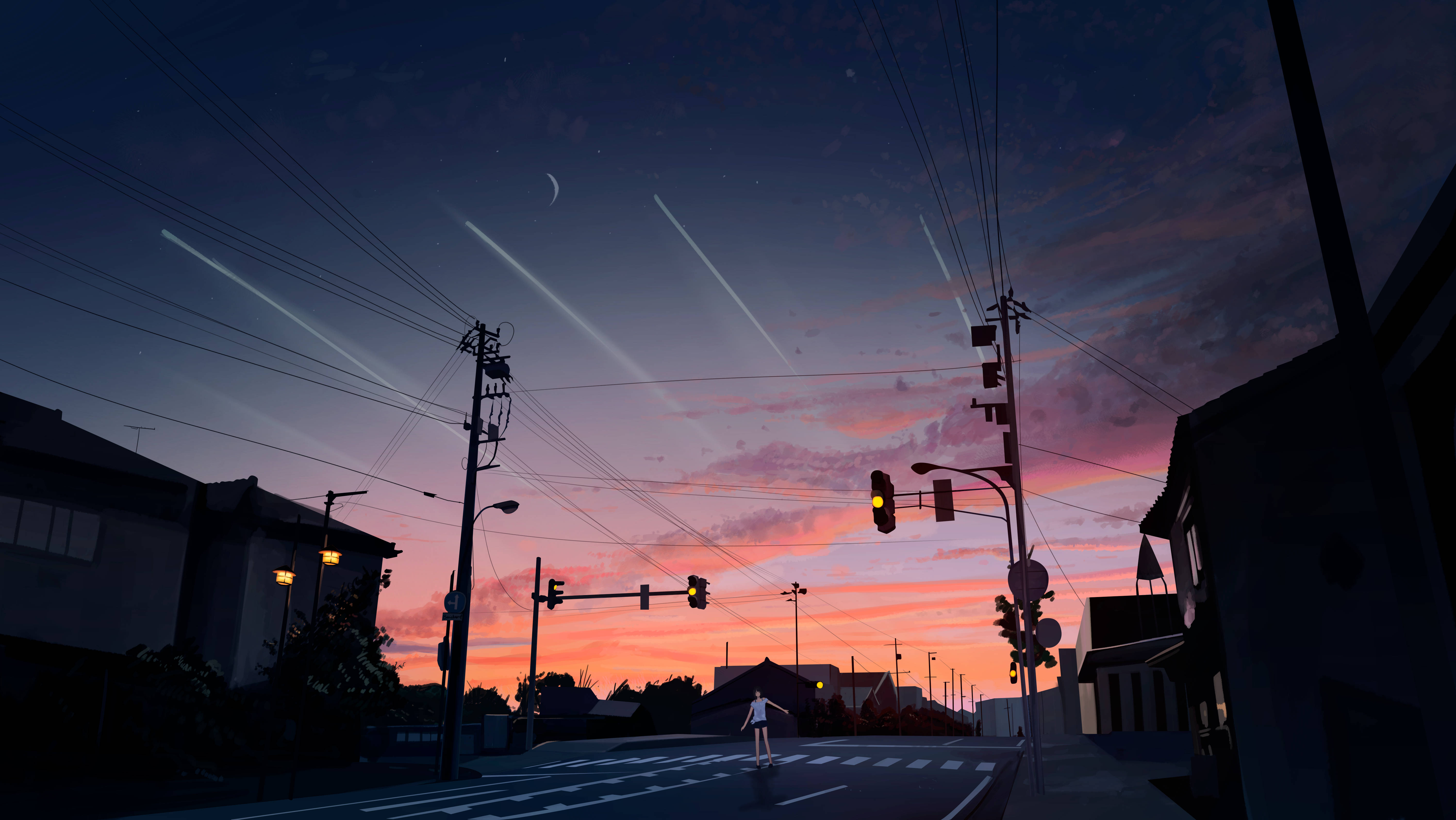 夜晚街景動漫4K 壁紙