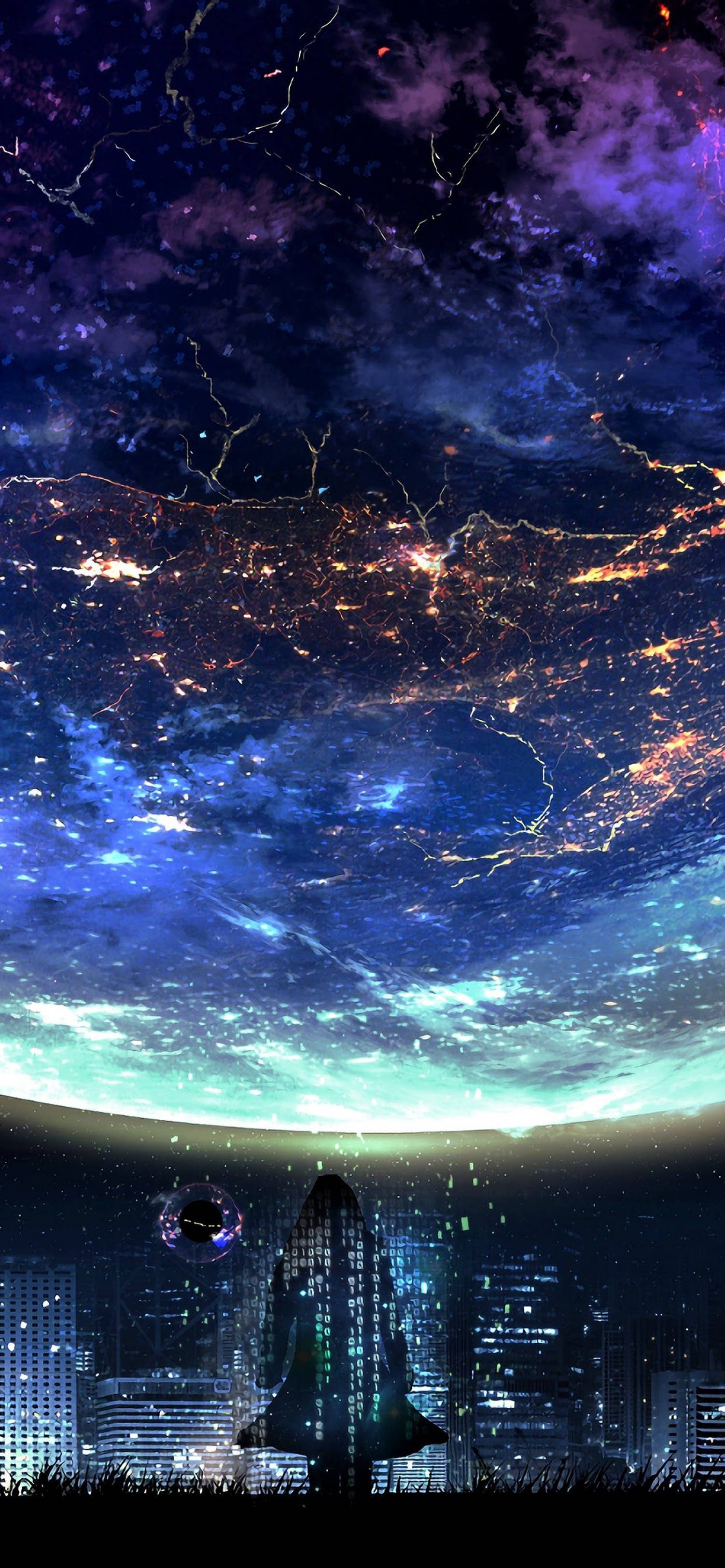 4K 動漫 iPhone 宇宙城市天空 壁紙