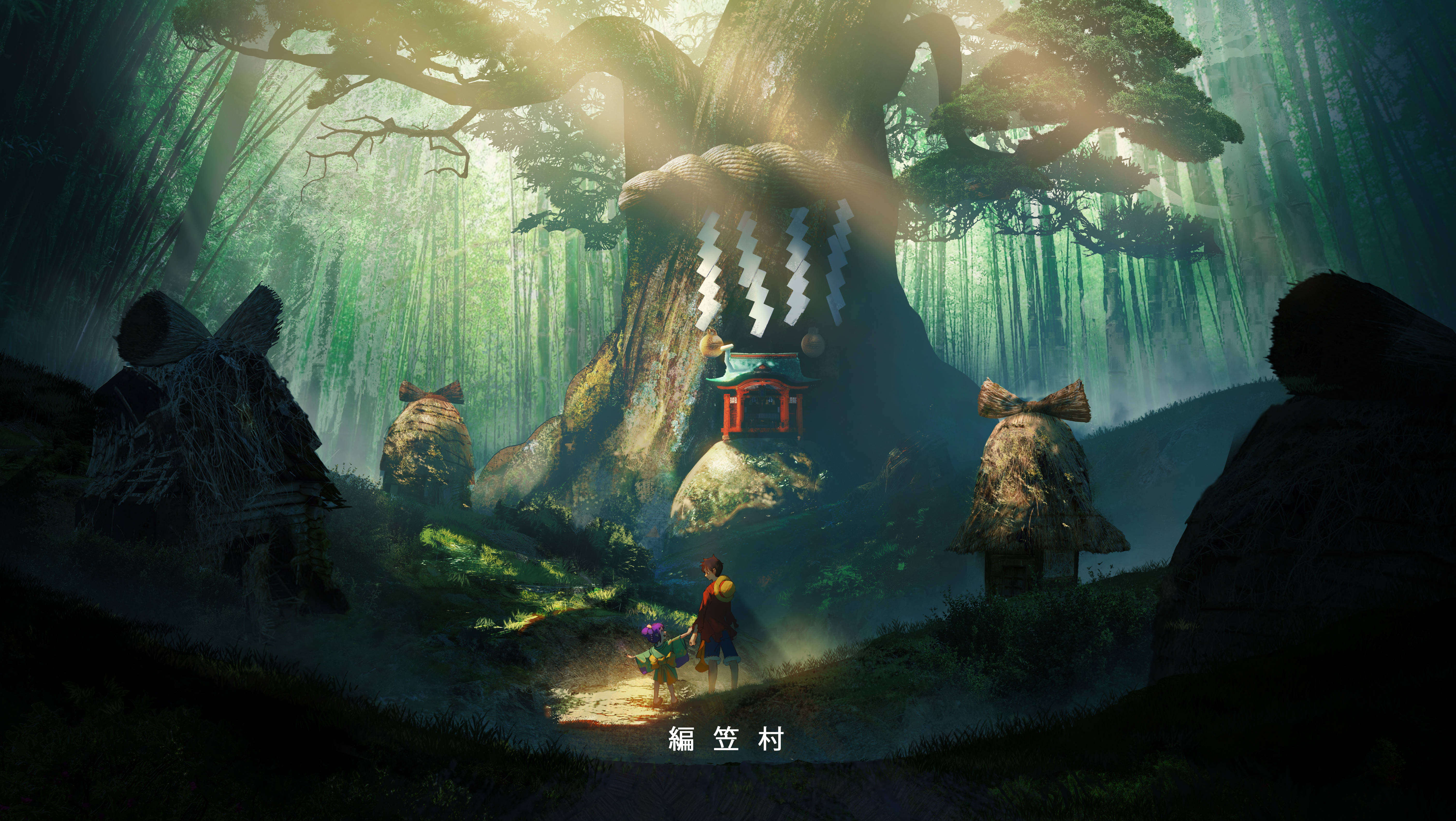 小玉與魯夫 海賊王和之國 4K 森林 壁紙