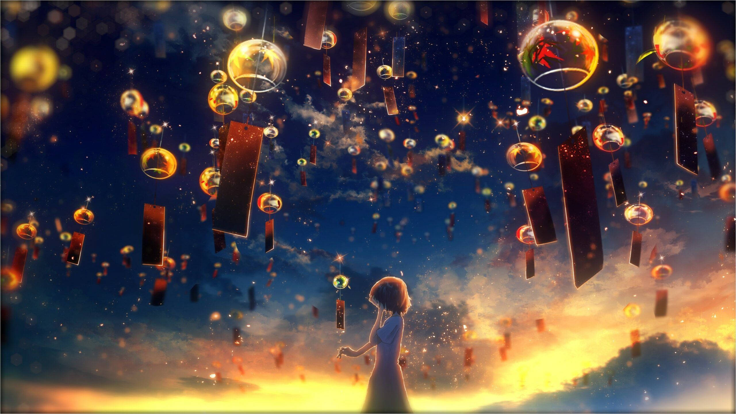 4K 天空中的移动灯笼 壁紙
