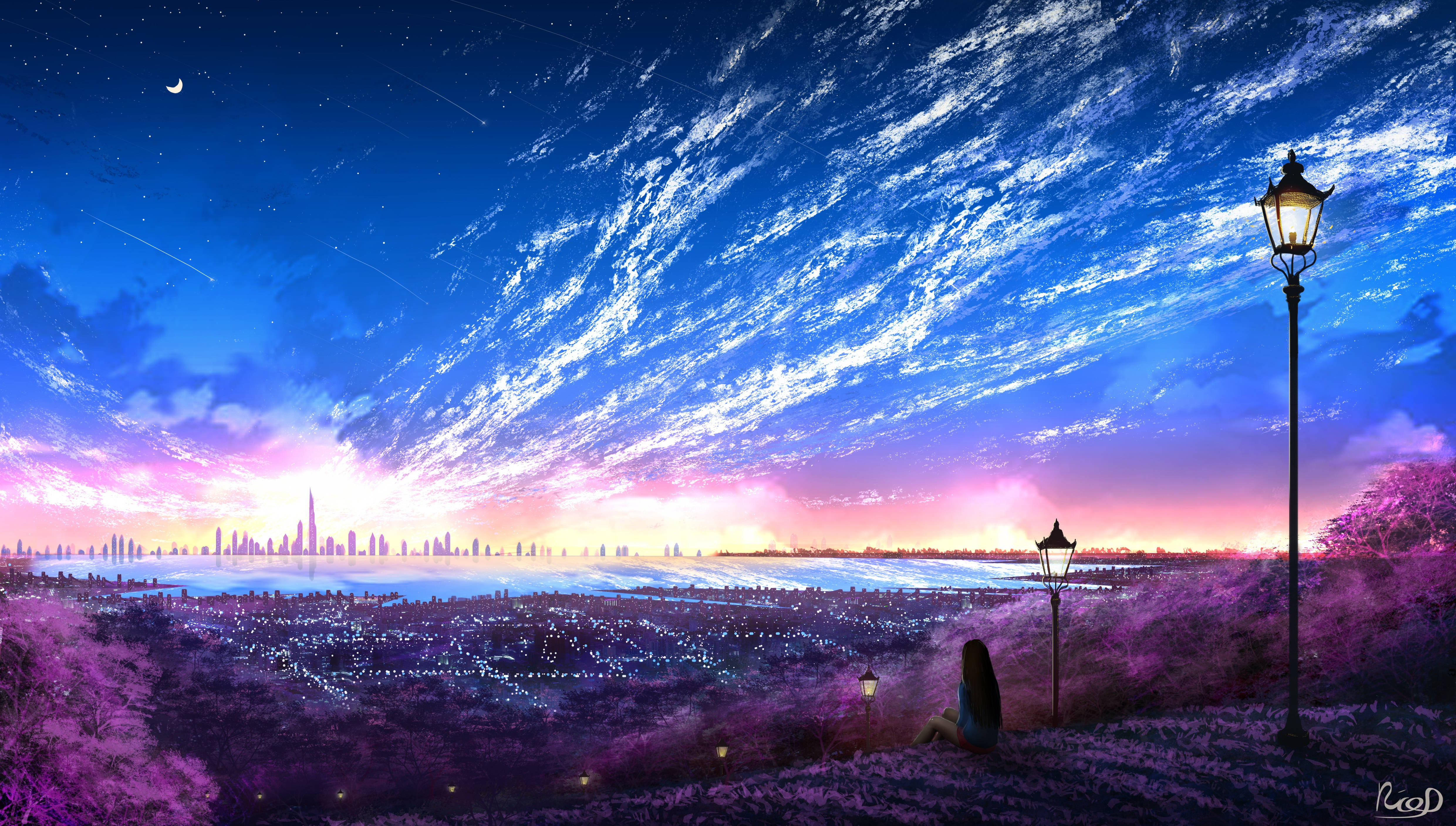 夢幻紫調動漫4K 壁紙