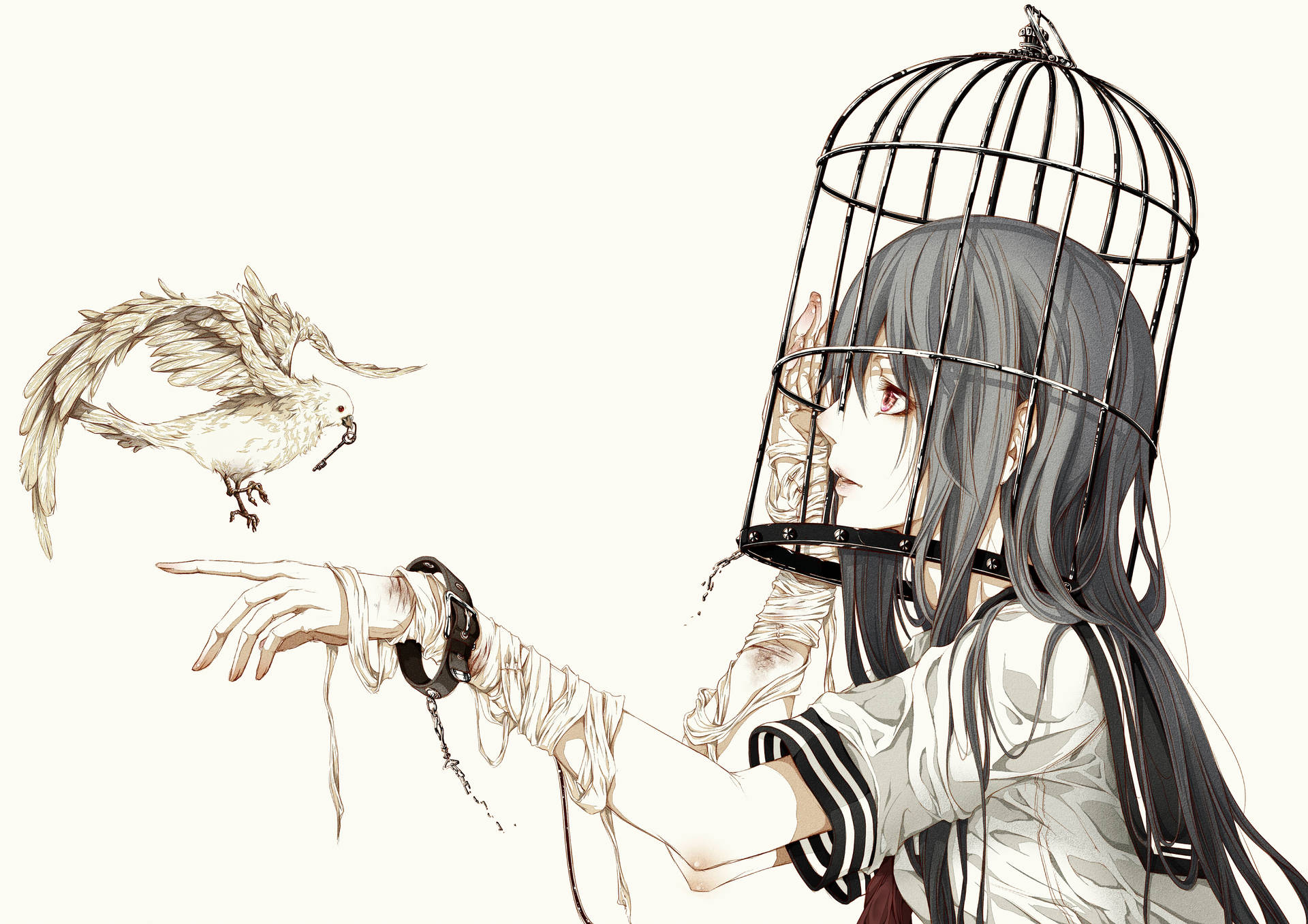 4K 動漫 籠中少女 — 4K 動畫 GIF 壁紙