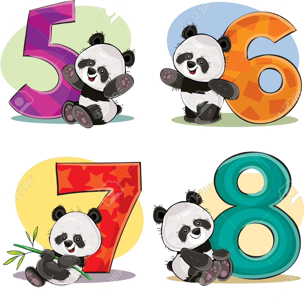 熊貓數字5到8 壁紙
