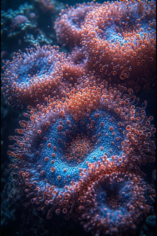 霓虹珊瑚虫特寫 – 8K 微距水下攝影 壁紙