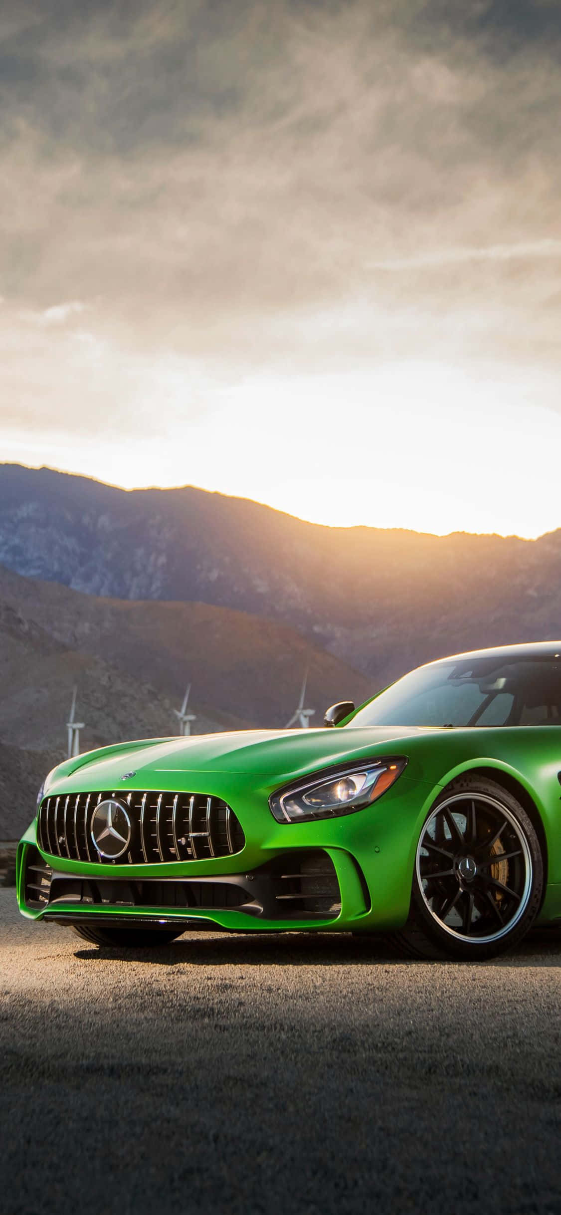 Android AMG GT-R 綠色日出背景 壁紙