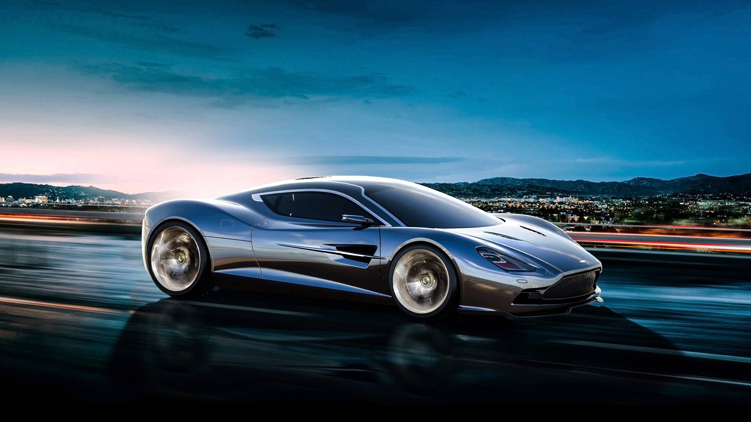 酷炫藍色Aston Martin跑車 壁紙