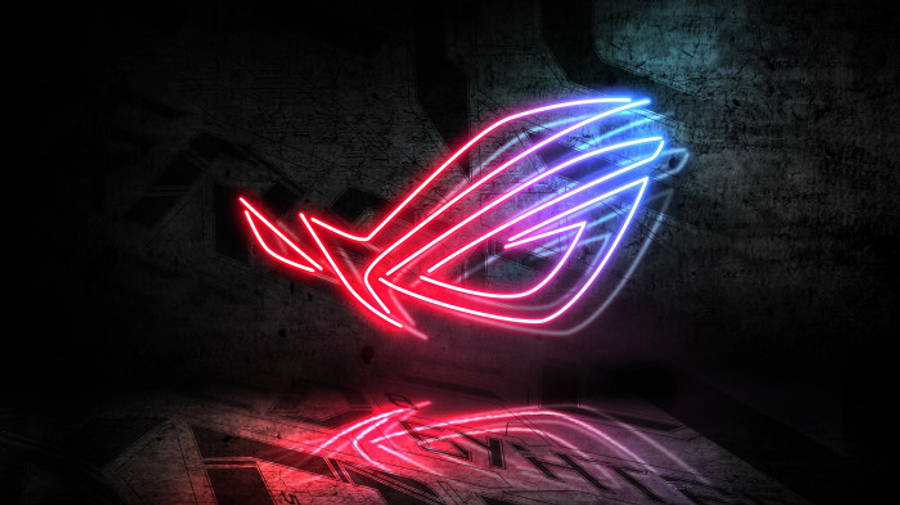 霓虹藍紅 ASUS ROG 標誌 壁紙