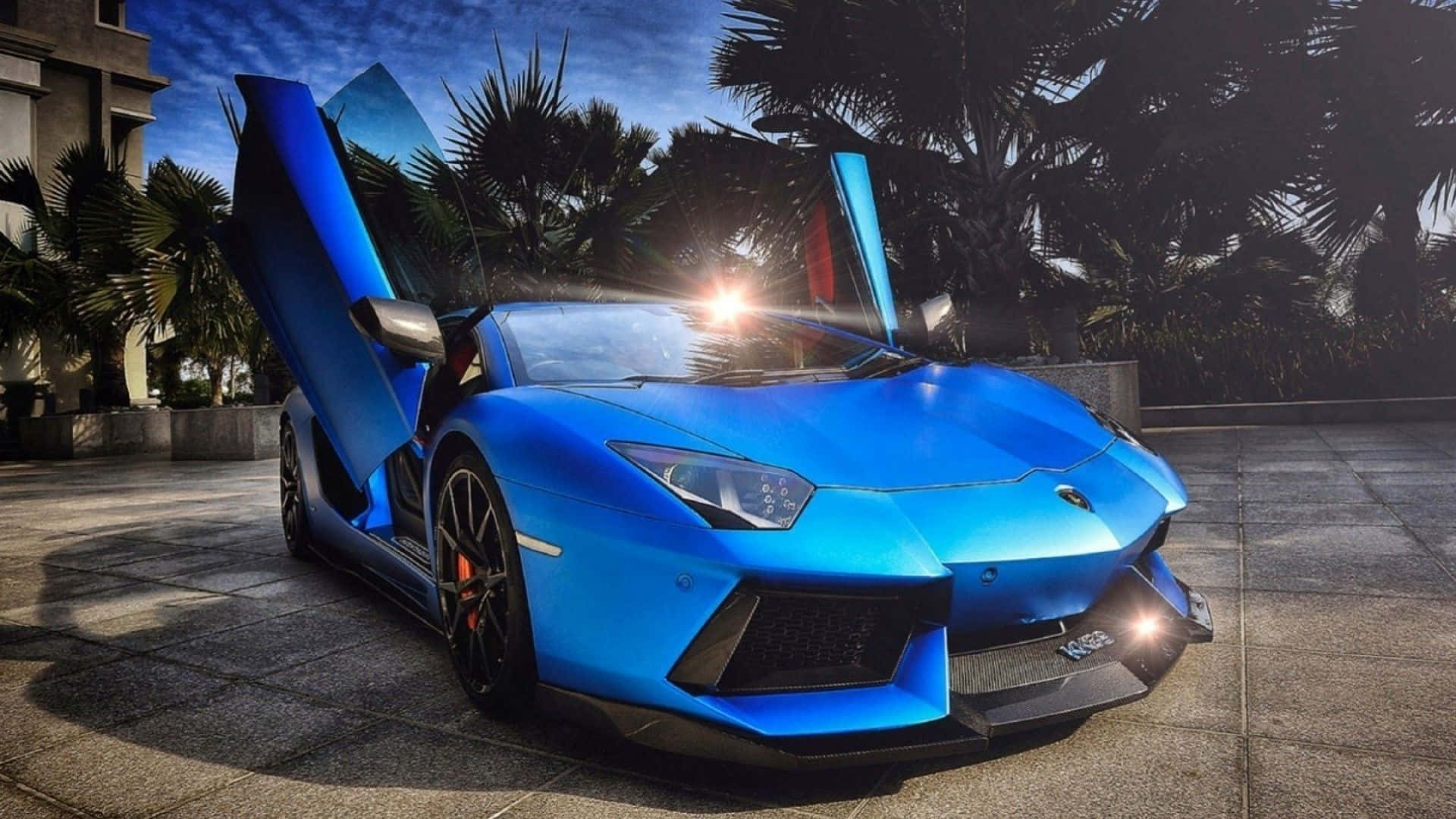 藍色藍寶堅尼Aventador酷炫外觀 壁紙