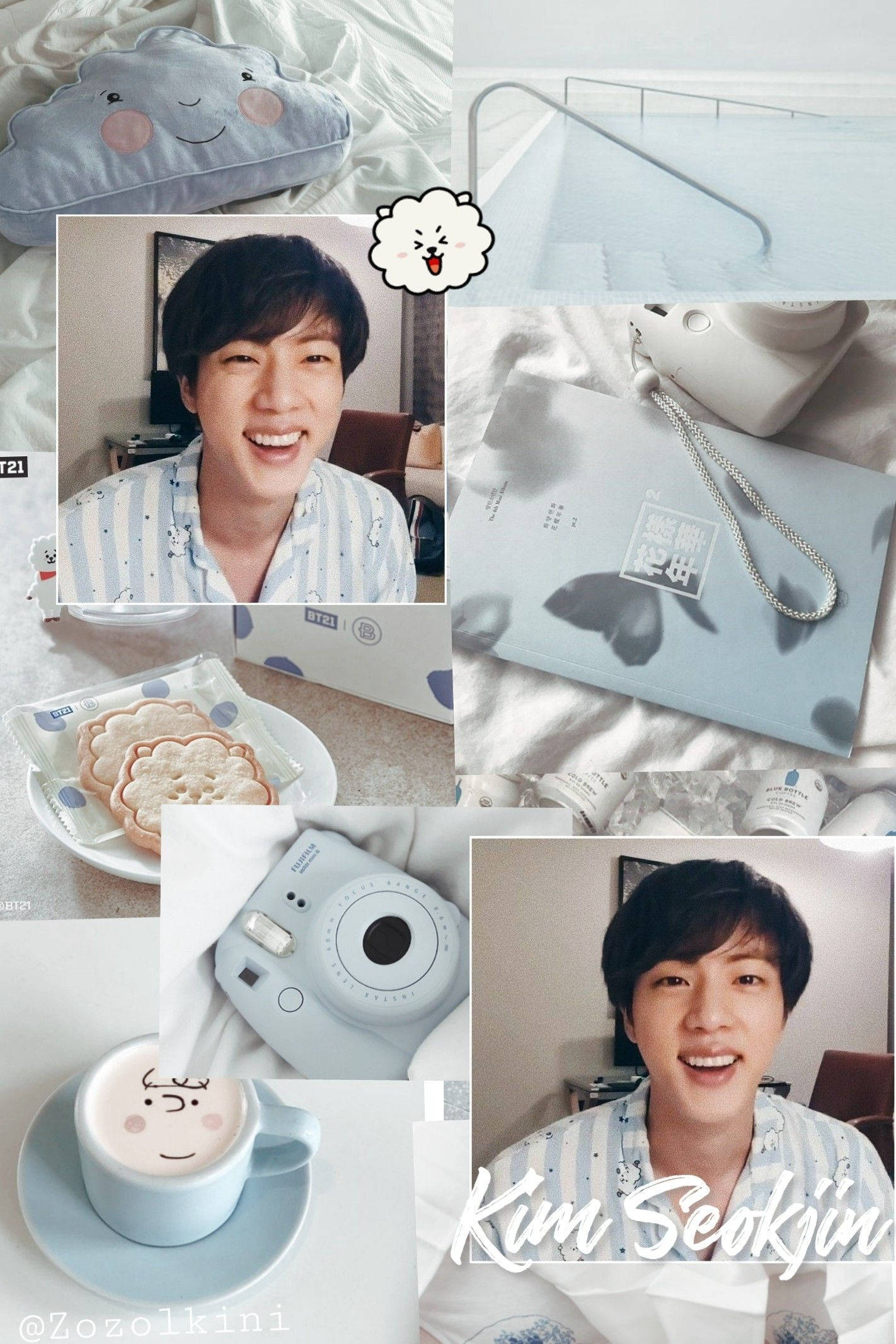 Baby Blue BTS Jin 美學 壁紙