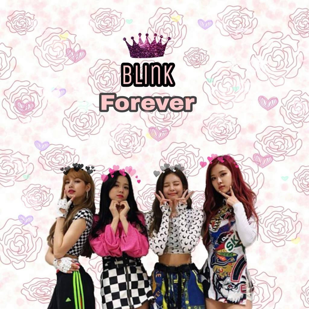 BLACKPINK成員搭配Blink Forever文字與紫色皇冠桌布