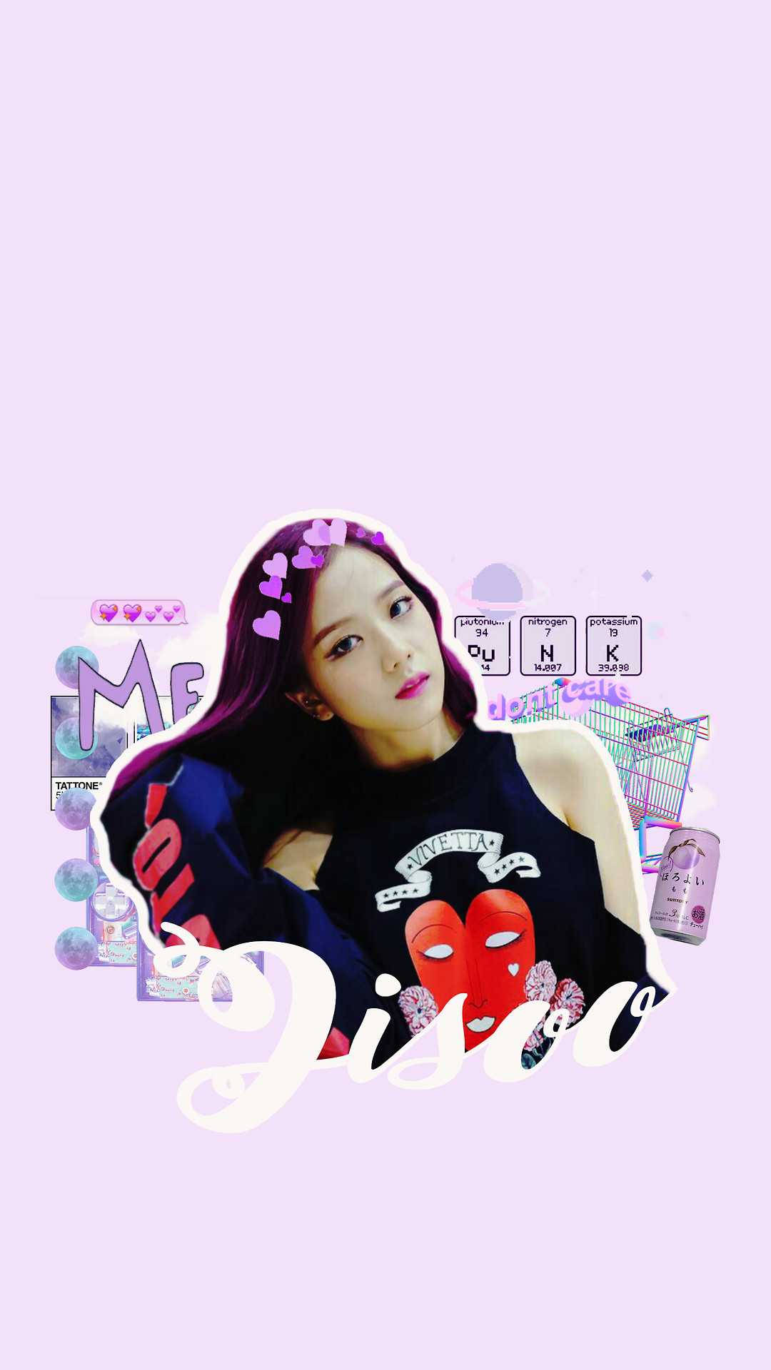 韓國女團 BLACKPINK 成員 Jisoo 展示紫色剪貼簿藝術 壁紙