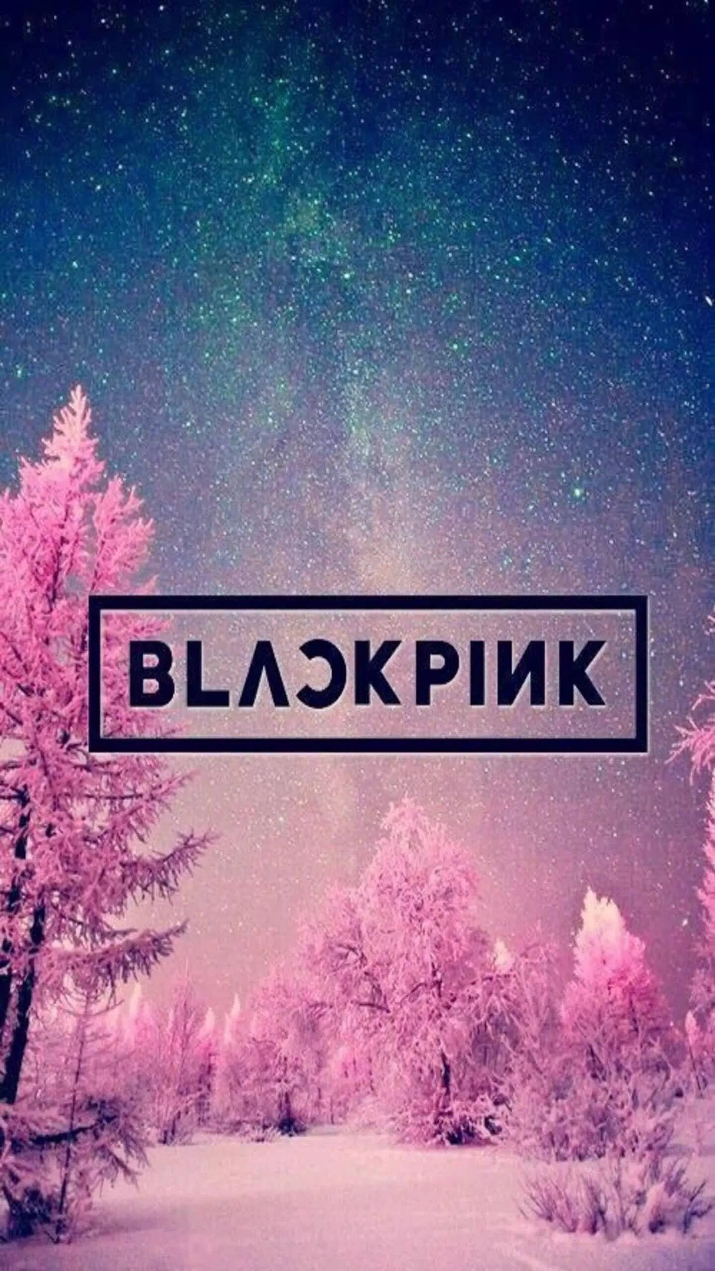 BLACKPINK 標誌覆蓋粉色雪林 壁紙