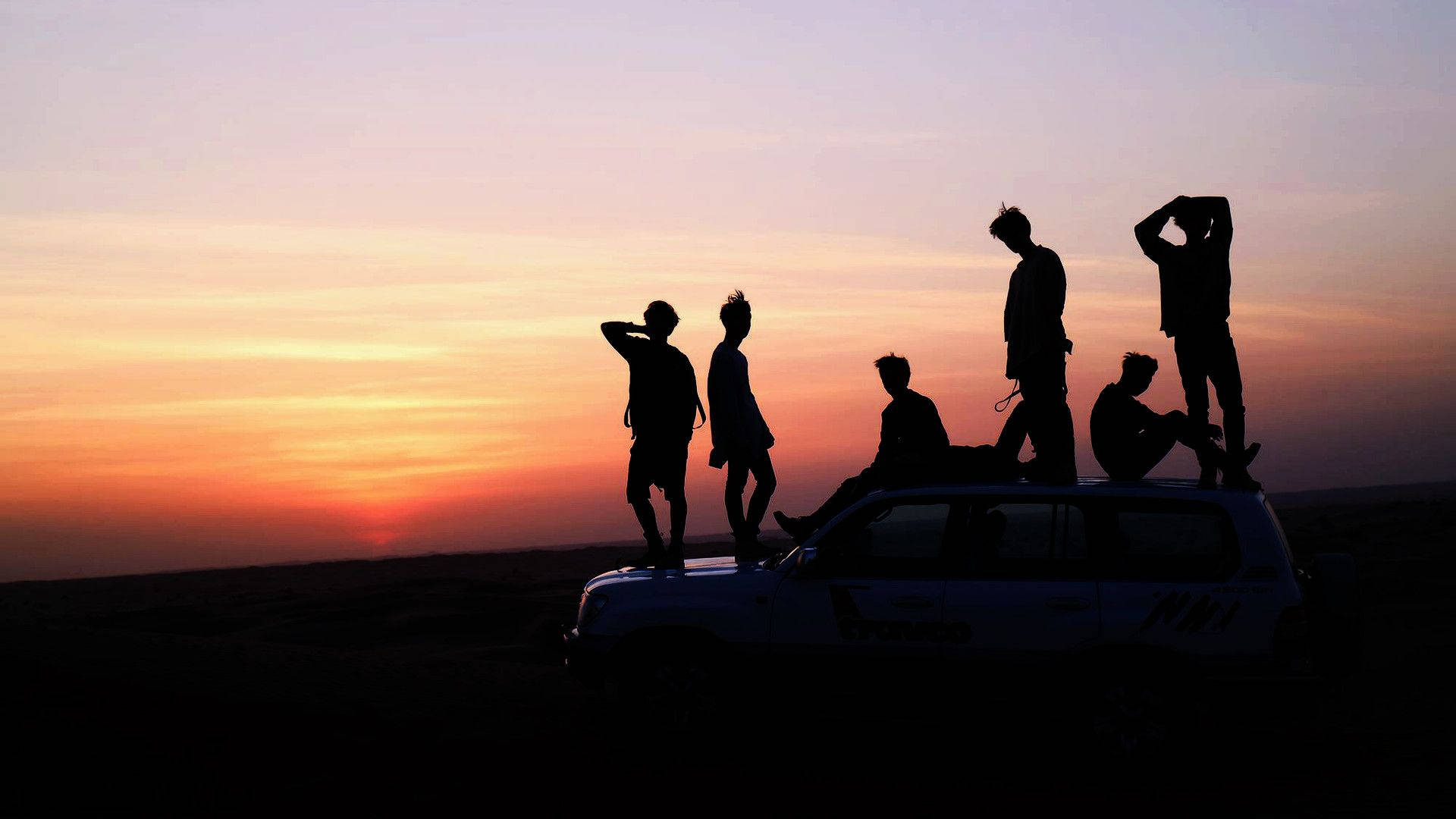 BTS 夕陽合照 壁紙