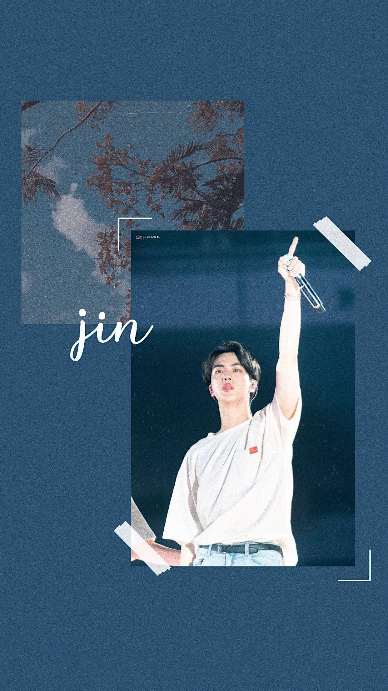 BTS Jin 美學深藍綠 壁紙