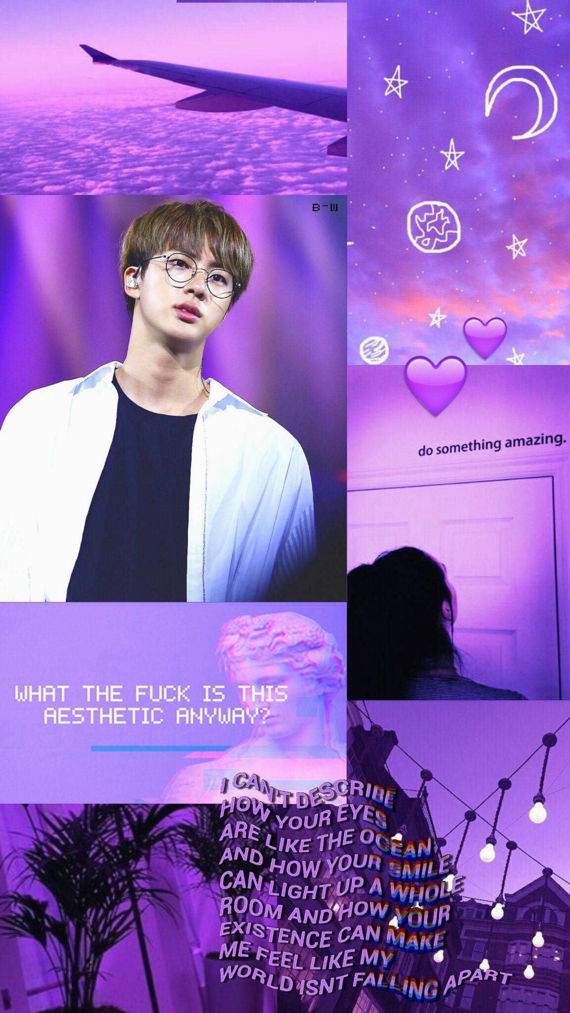 BTS Jin 柔和紫色美學 壁紙