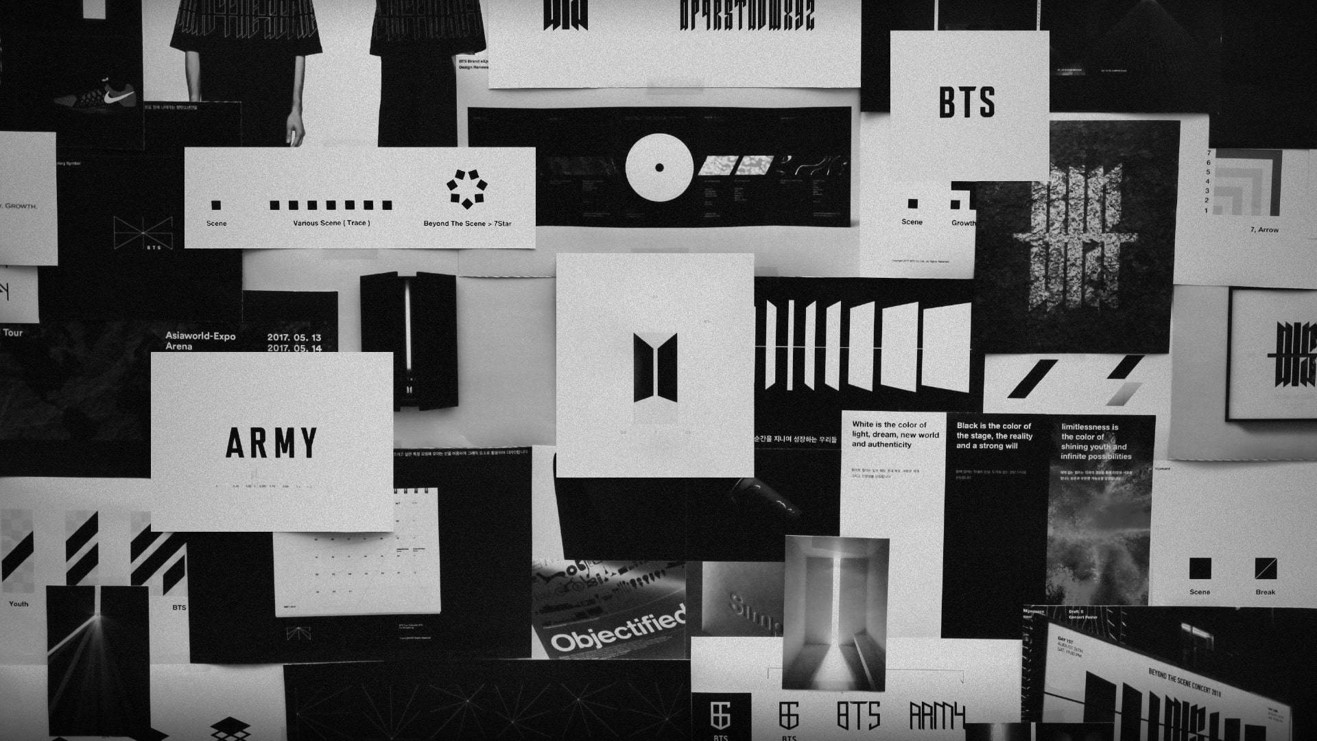 BTS 黑色美學標誌拼貼 壁紙