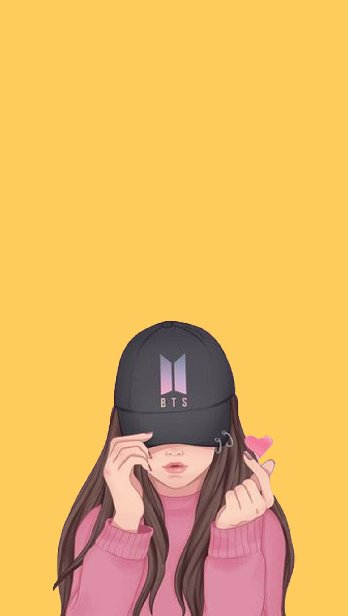 BTS帽子可愛女孩 壁紙
