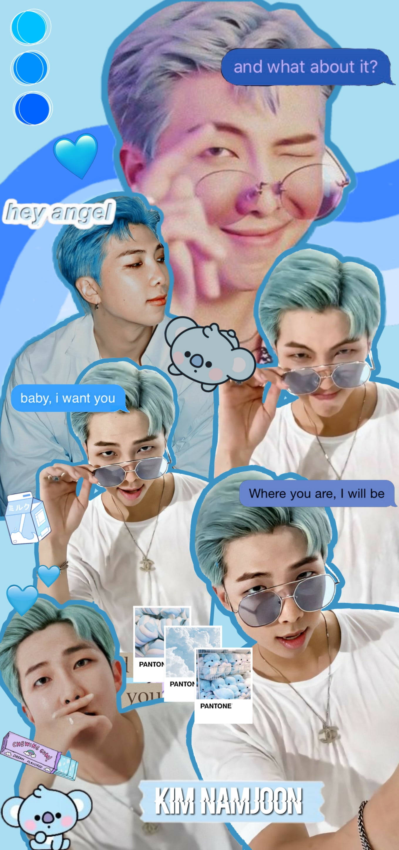 藍色美學 BTS RM 可愛 壁紙